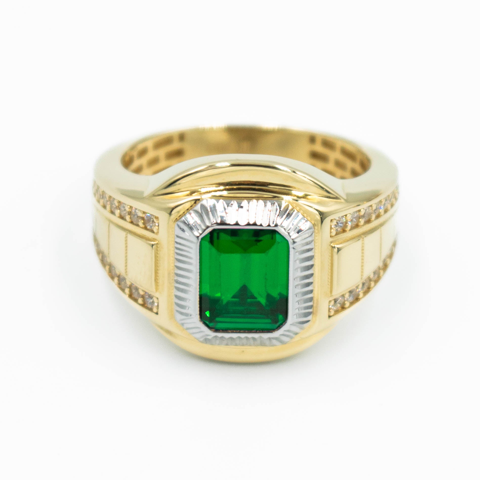ANILLO CON PIEDRA ZIRCONIA VERDE ORO 14K