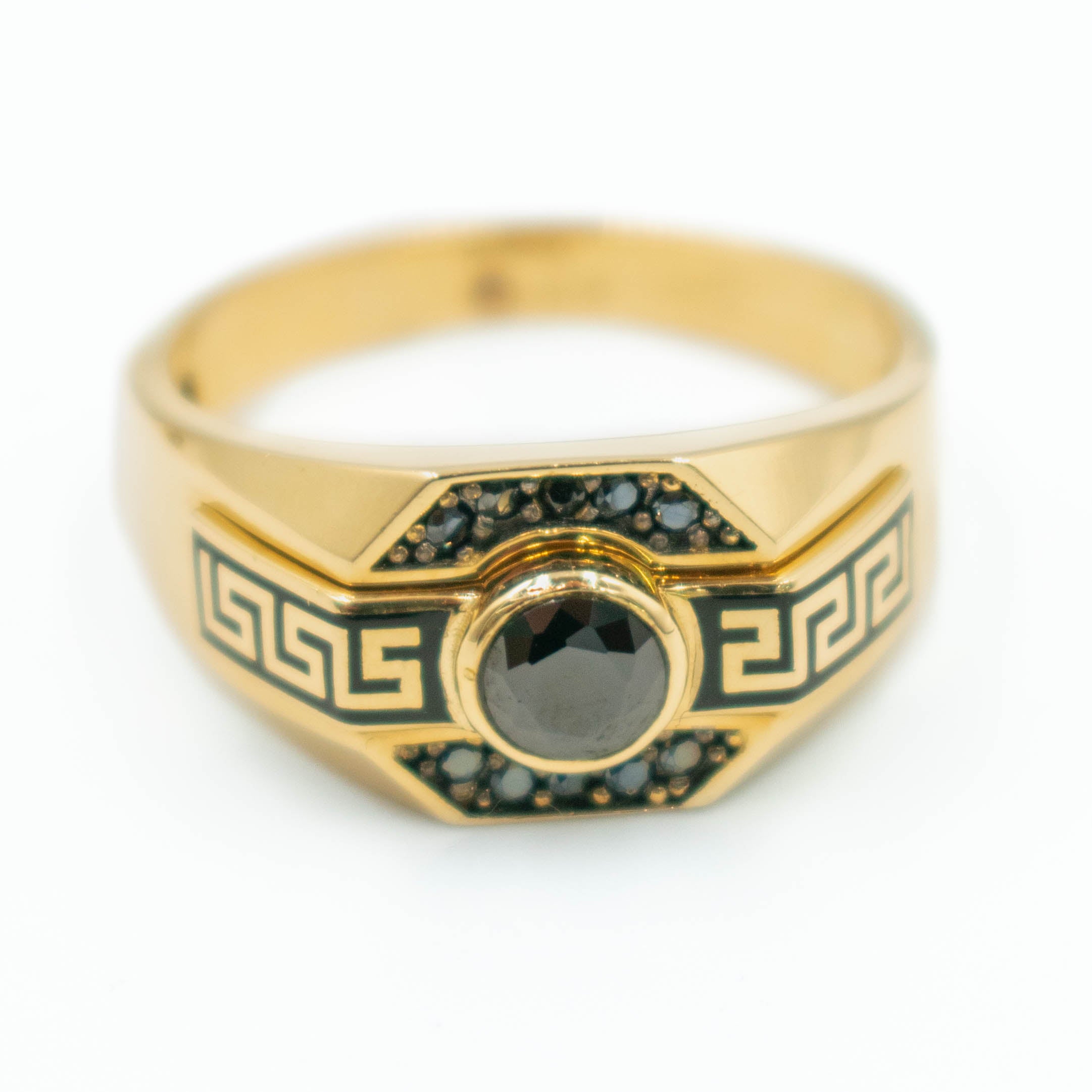 ANILLO CON PIEDRAS ZIRCONIAS NEGRAS ORO 14K