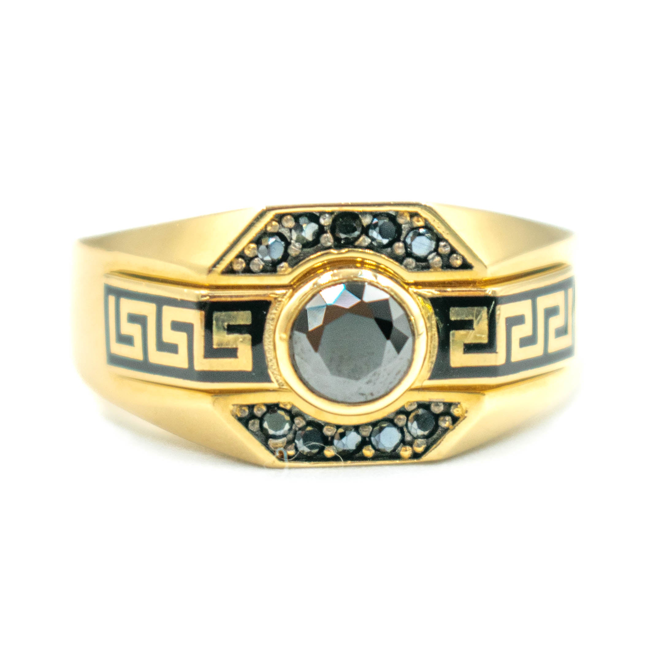 ANILLO CON PIEDRAS ZIRCONIAS NEGRAS ORO 14K