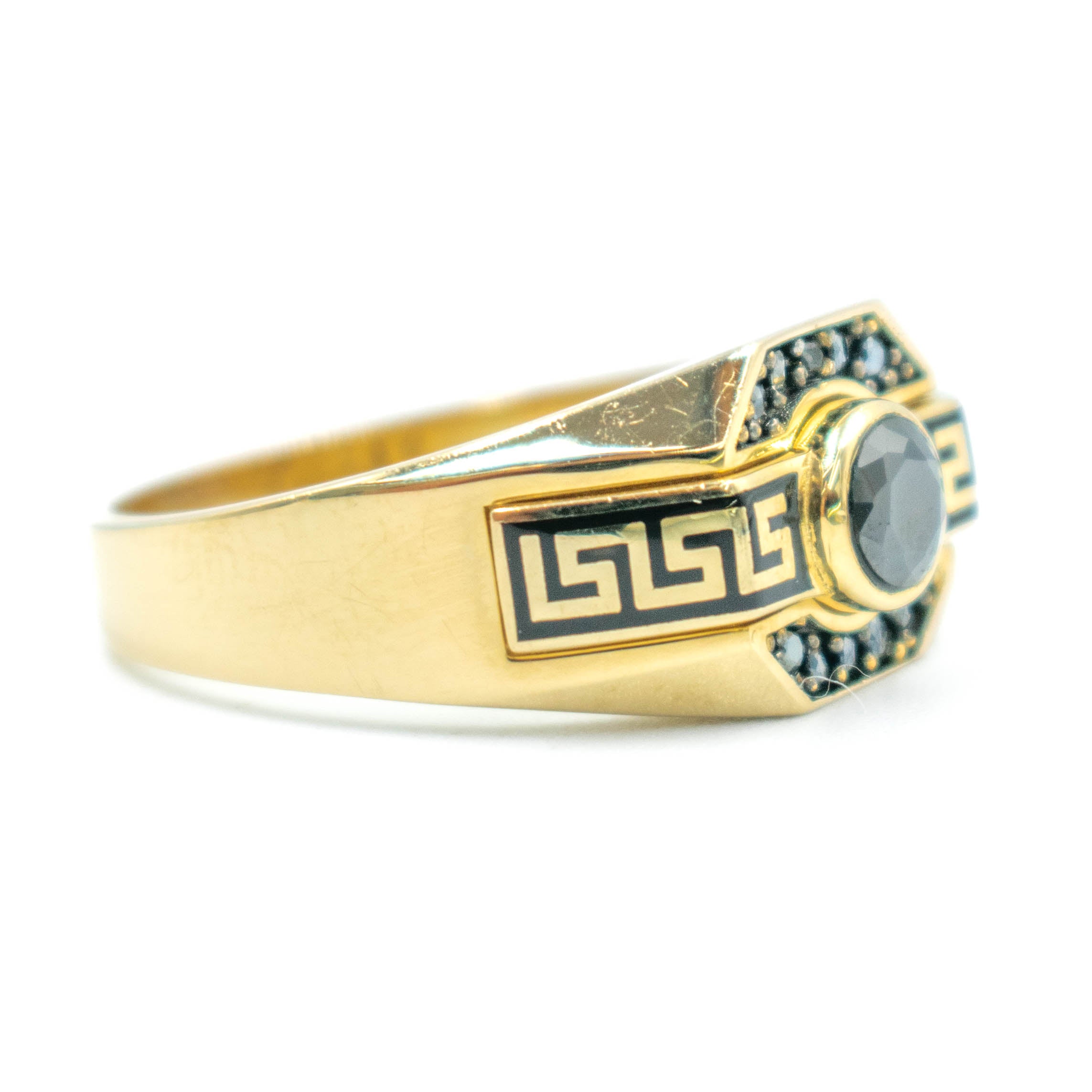 ANILLO CON PIEDRAS ZIRCONIAS NEGRAS ORO 14K
