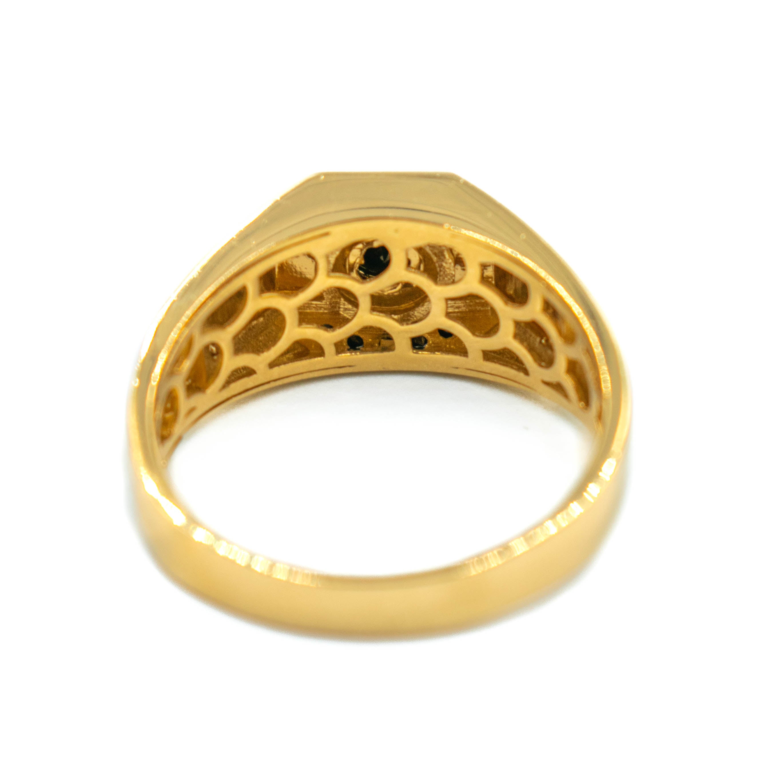 ANILLO CON PIEDRAS ZIRCONIAS NEGRAS ORO 14K