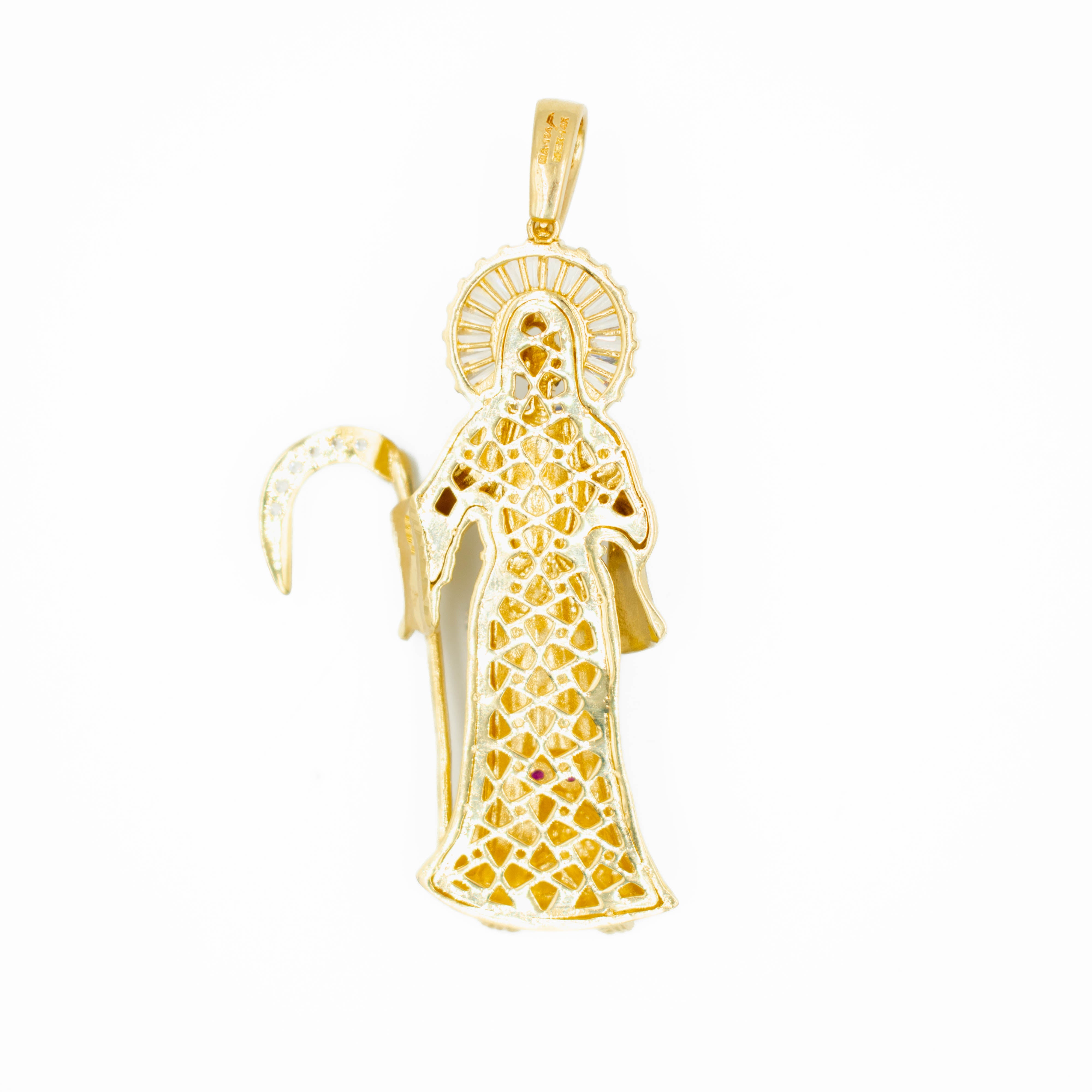 DIJE SANTA MUERTE HUECO ORO 14K