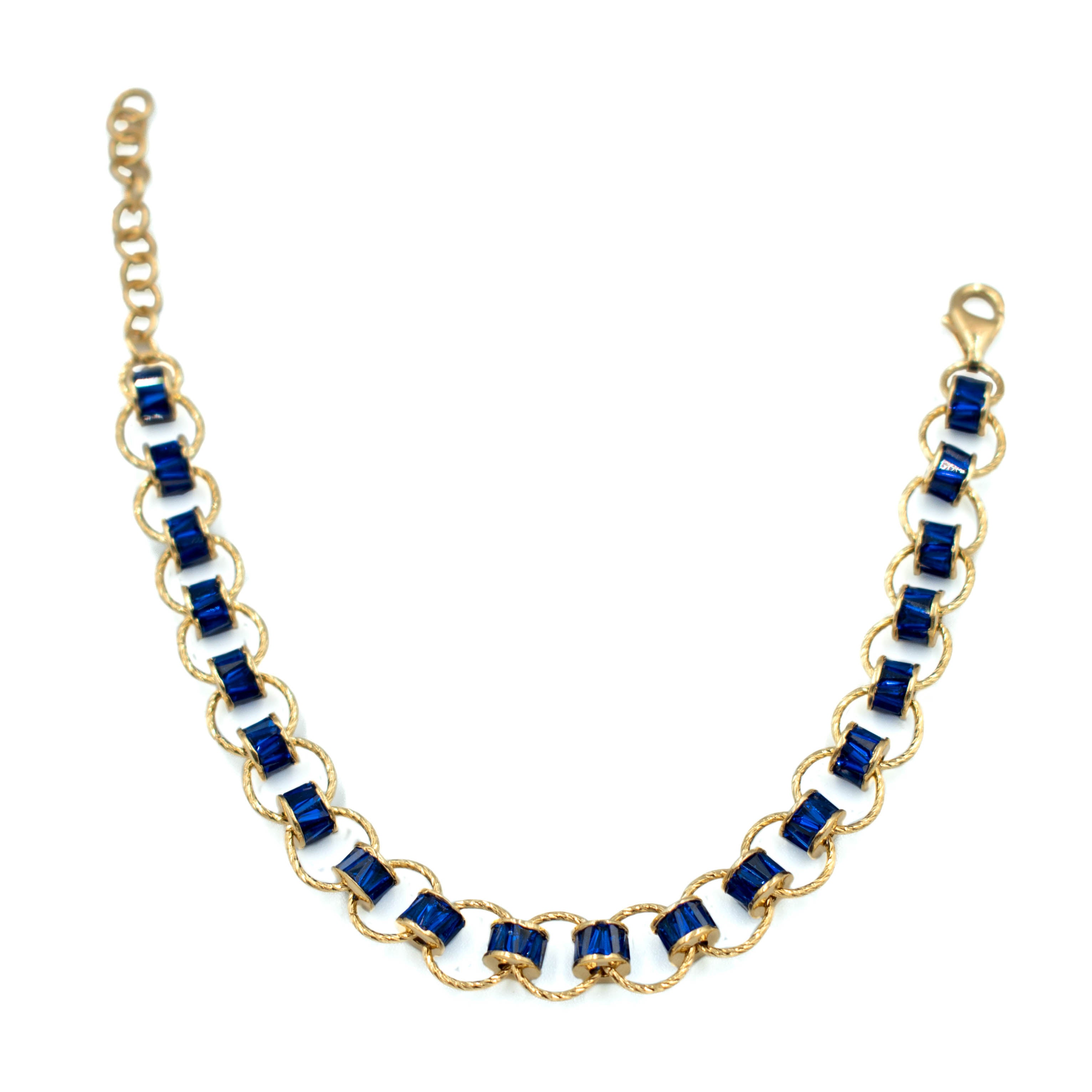 PULSERA CON PIERDRA ZIRCONIA AZUL ORO 14K
