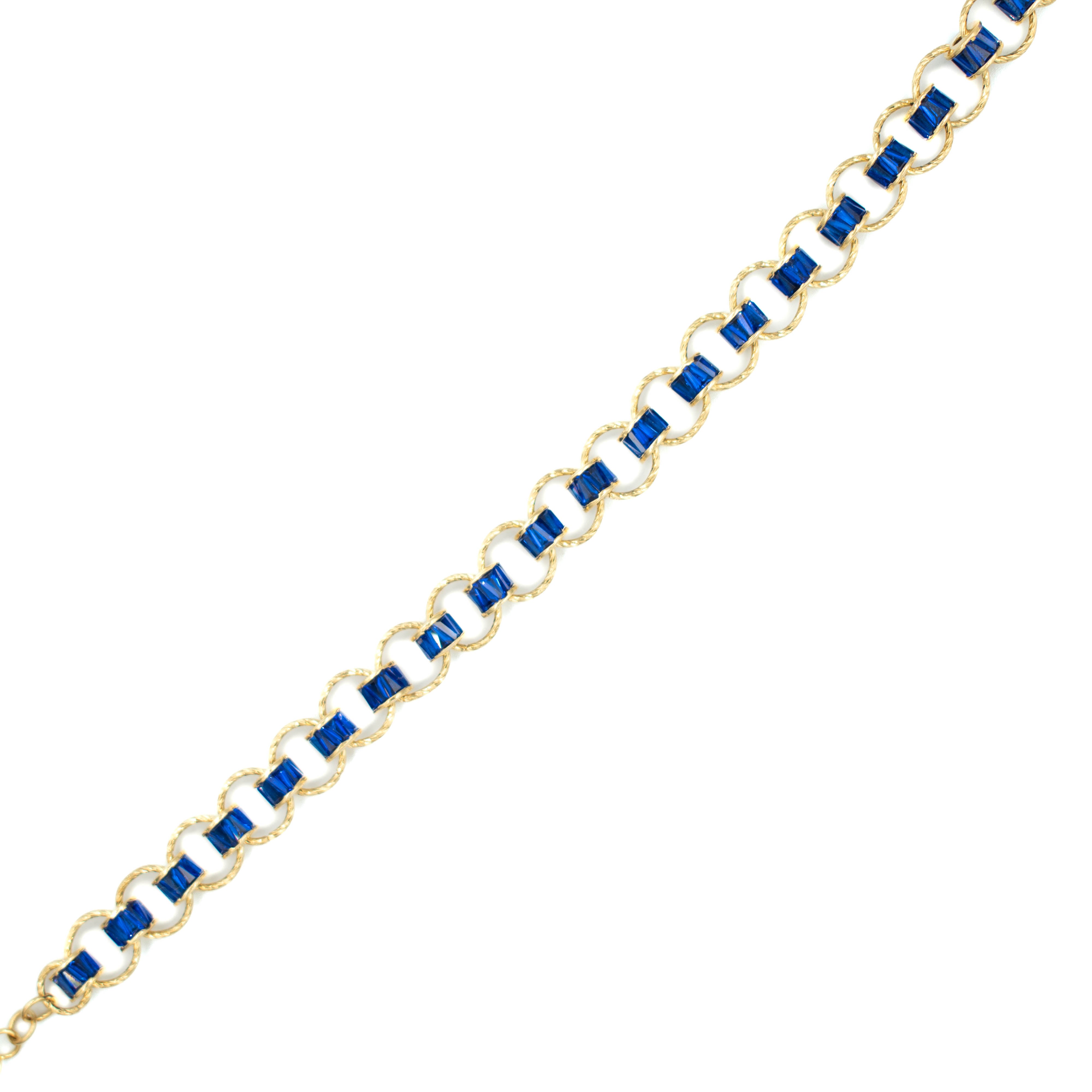 PULSERA CON PIERDRA ZIRCONIA AZUL ORO 14K