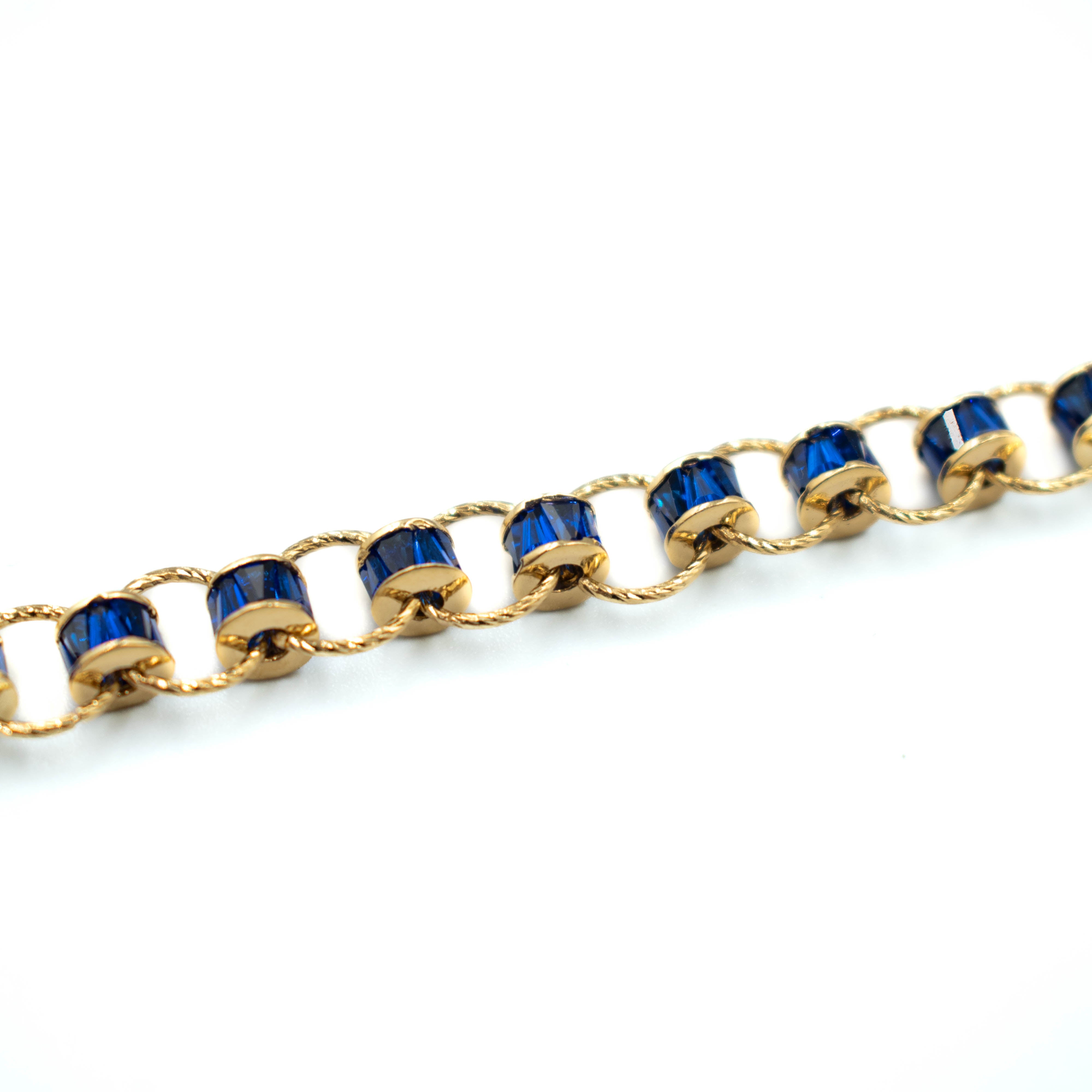 PULSERA CON PIERDRA ZIRCONIA AZUL ORO 14K