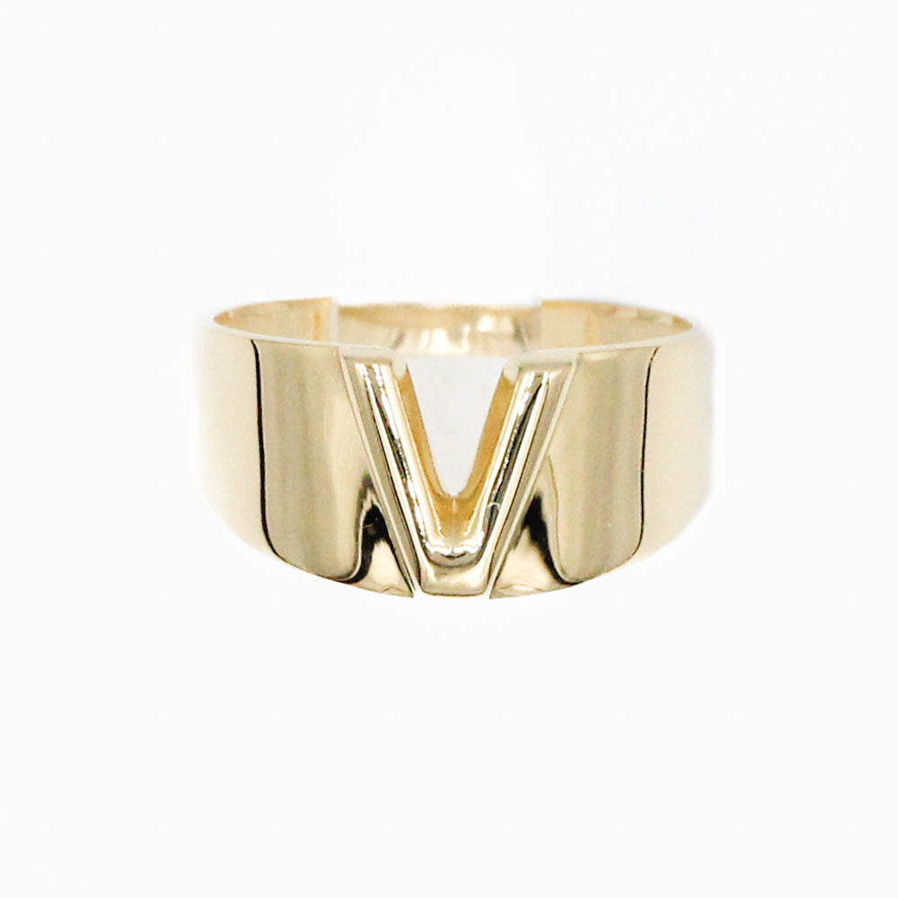 ANILLO V LIZA MARCA DE DISEÑADOR ORO 14K