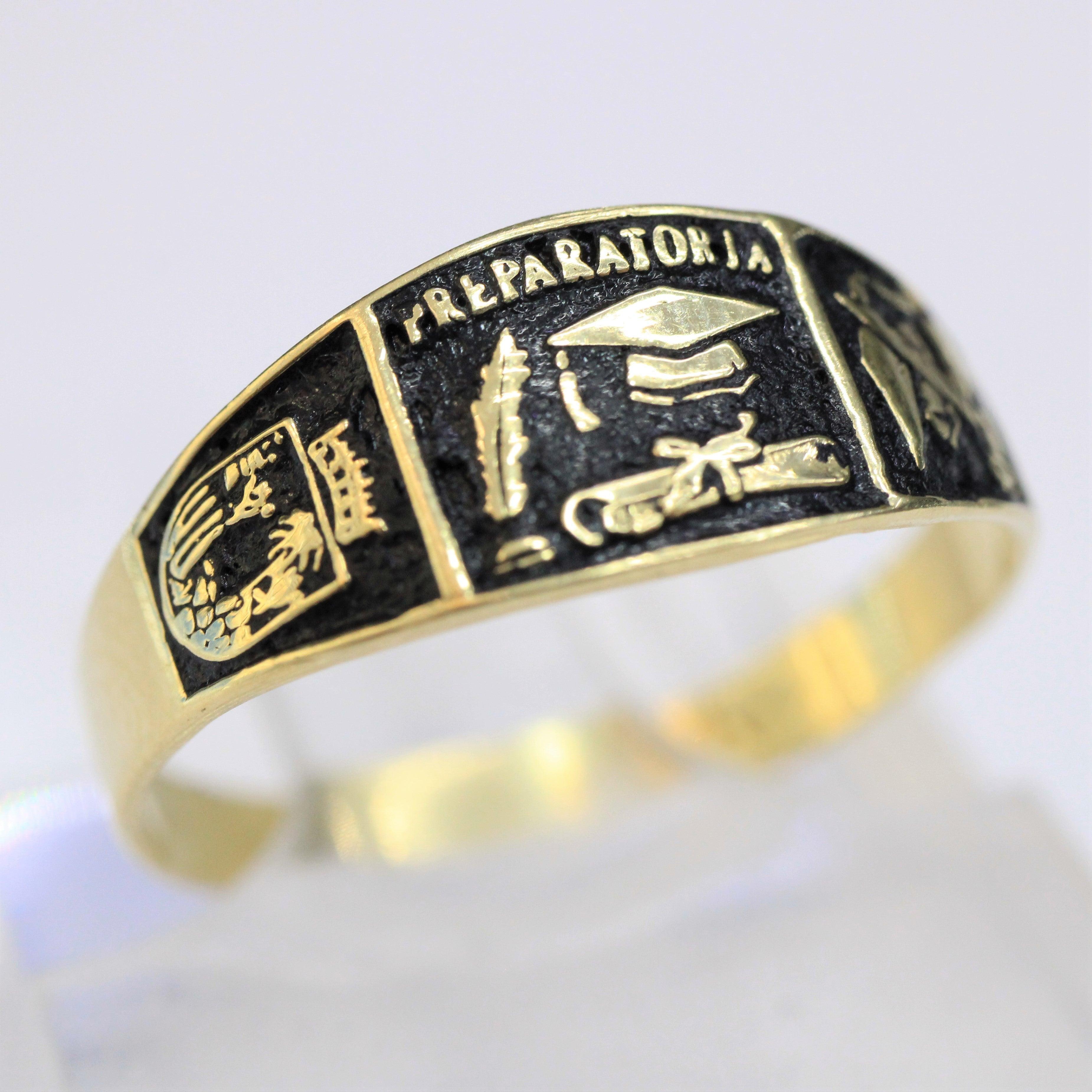 Anillo de graduación preparatoria oro 14k - Orovel's Collection