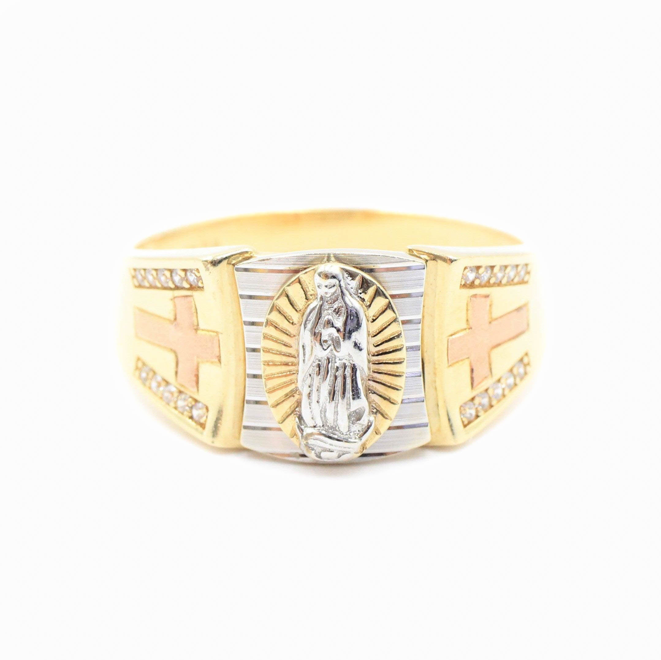 ANILLO VIRGEN TRES OROS 14K