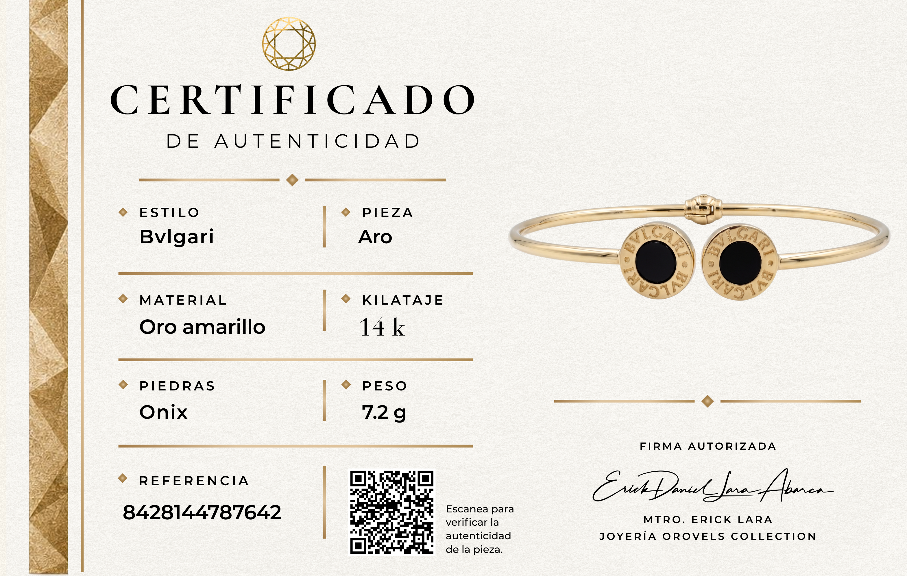 ARO DISEÑADOR ORO 14K