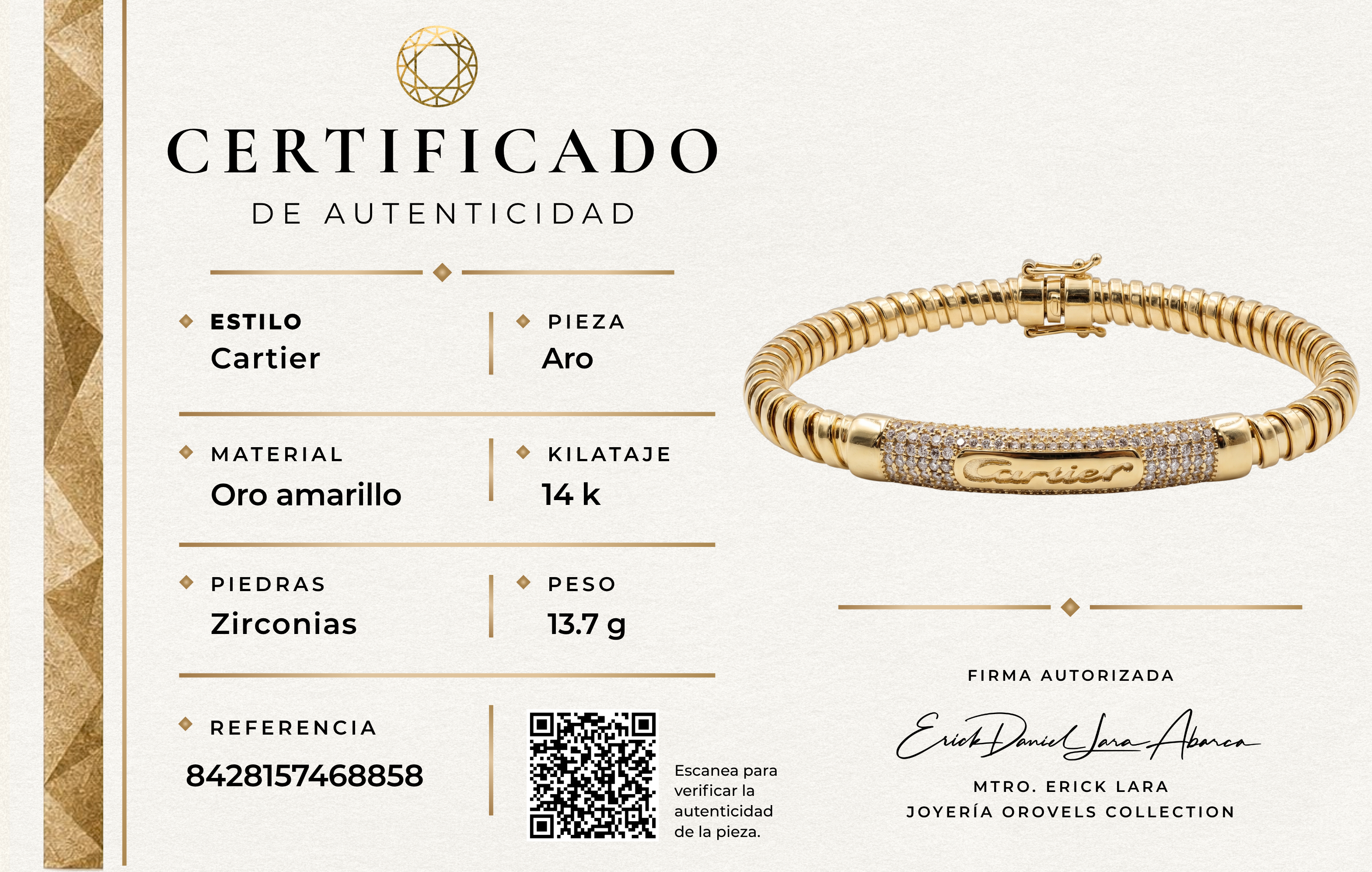 ARO DISEÑADOR ORO 14K