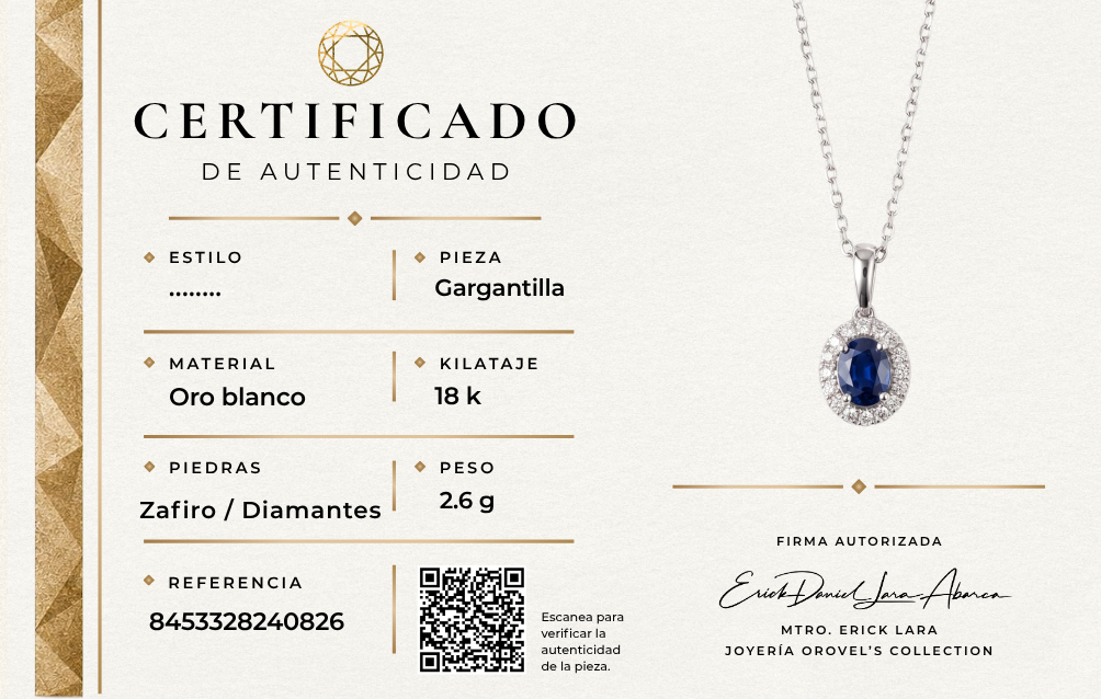 GARGANTILLA ZAFIRO ORO BLANCO 18K