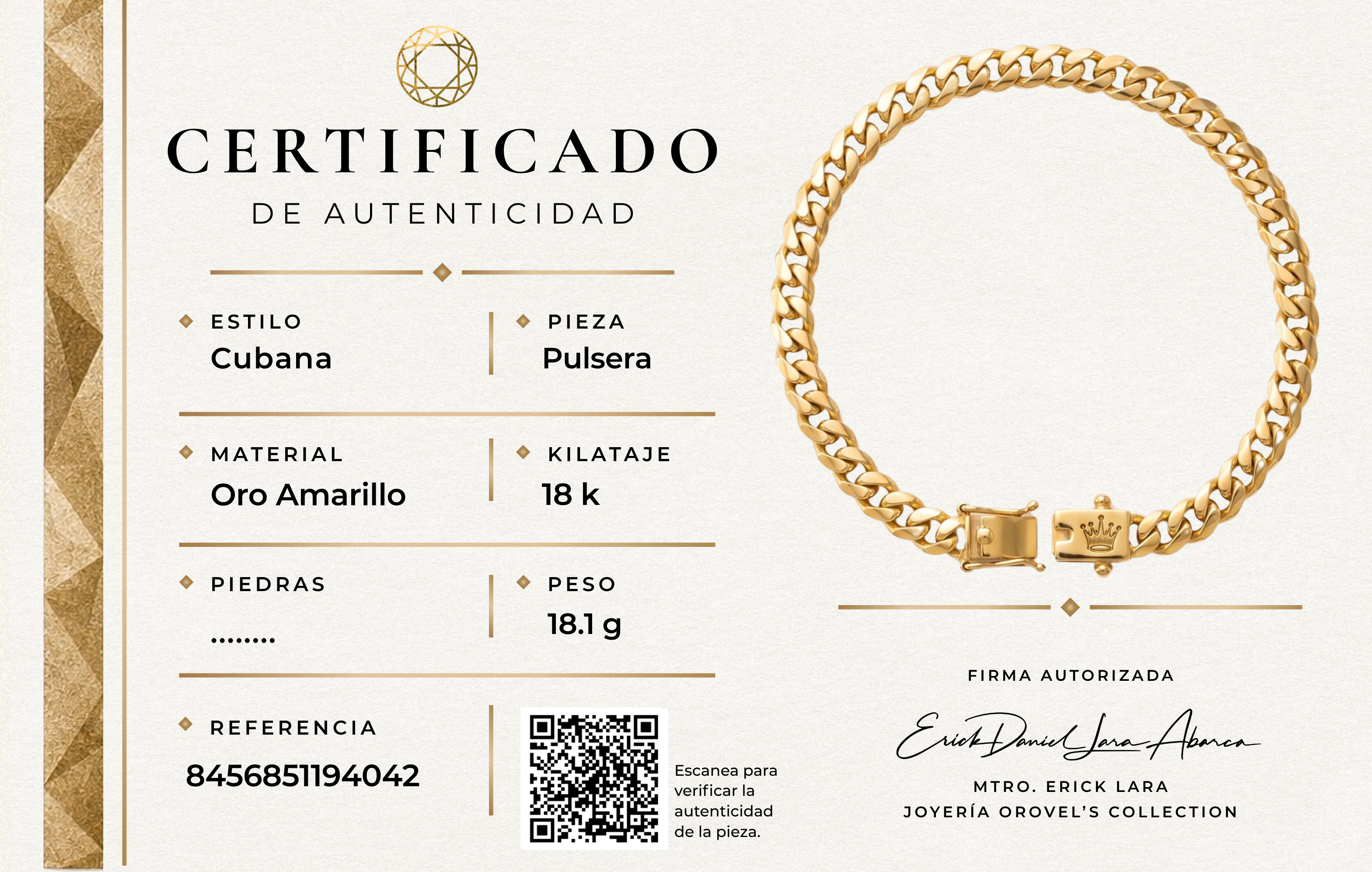 PULSERA CUBANA EN ORO 18K