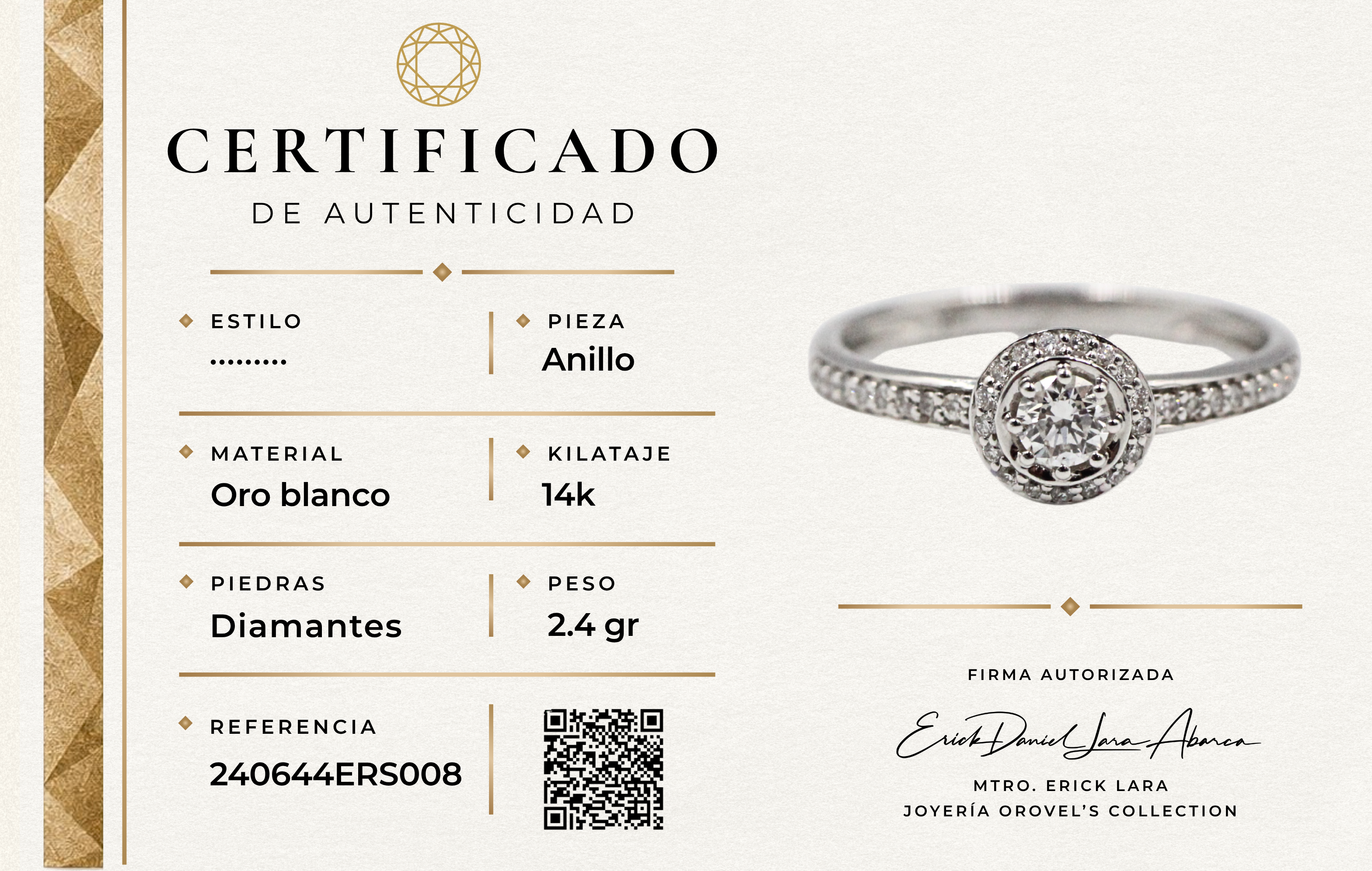 ANILLO EN ORO BLANCO 14K