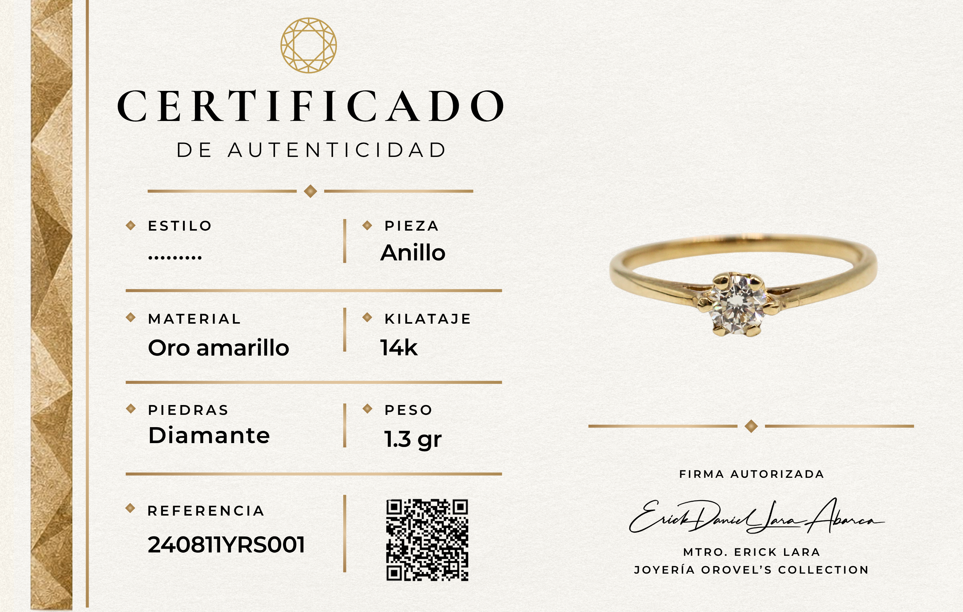 ANILLO DIAMANTE ORO 14K