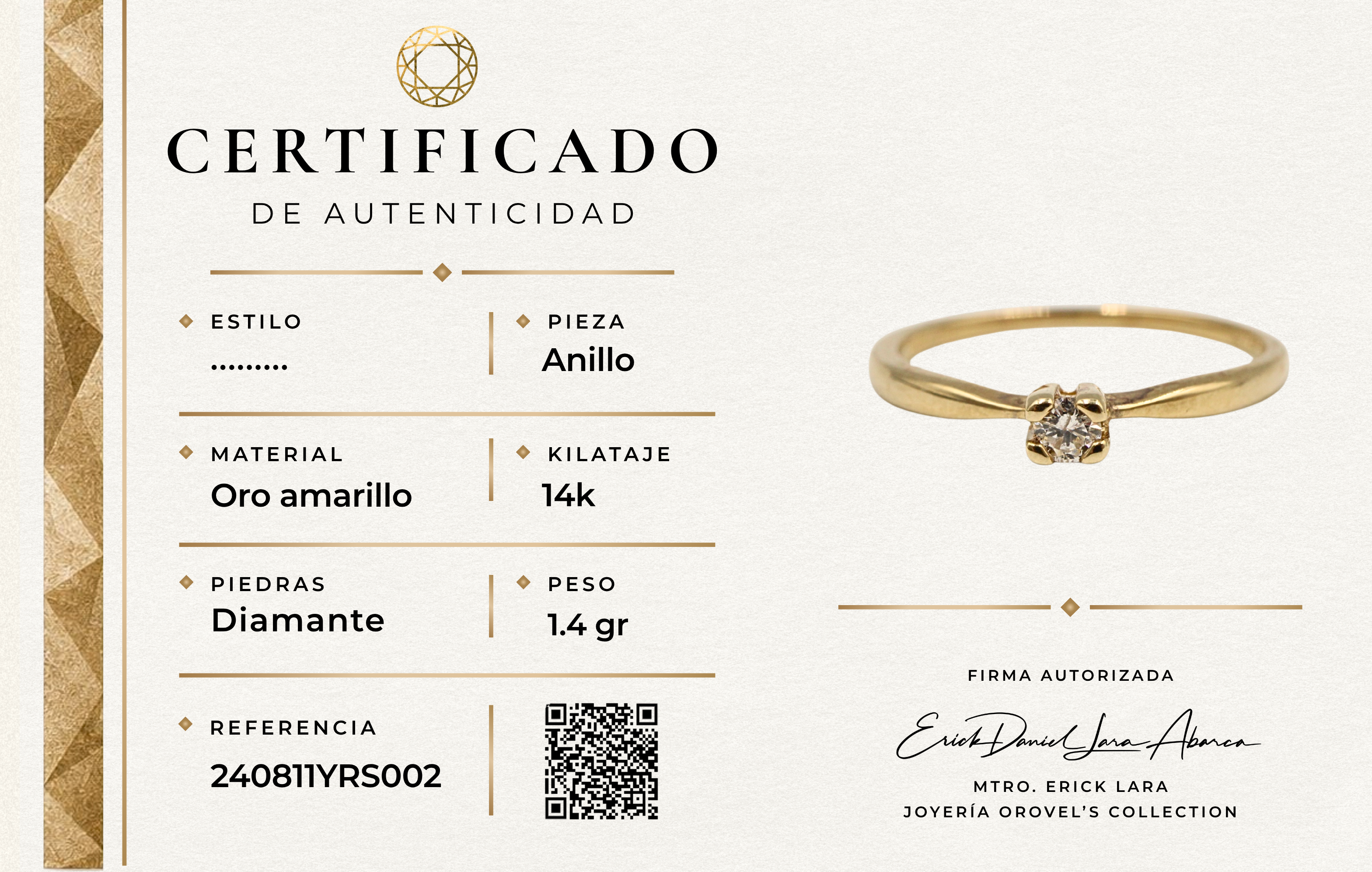 ANILLO DIAMANTE ORO 14K