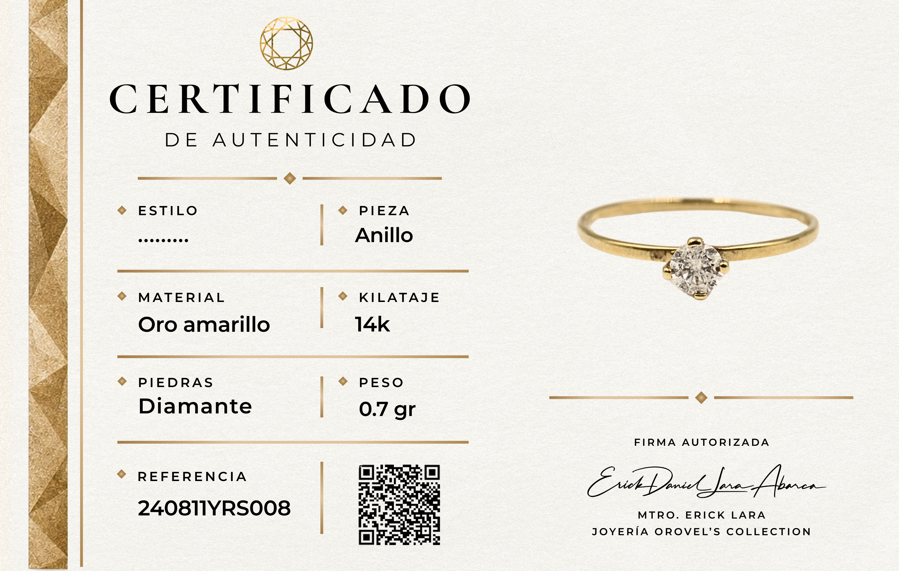 ANILLO DIAMANTE ORO 14K