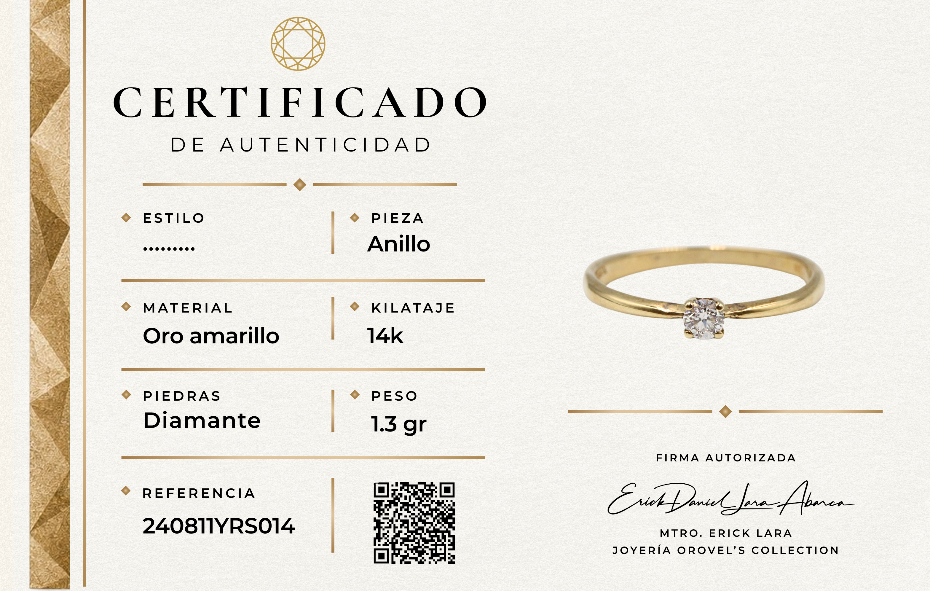 ANILLO DIAMANTE ORO 14K
