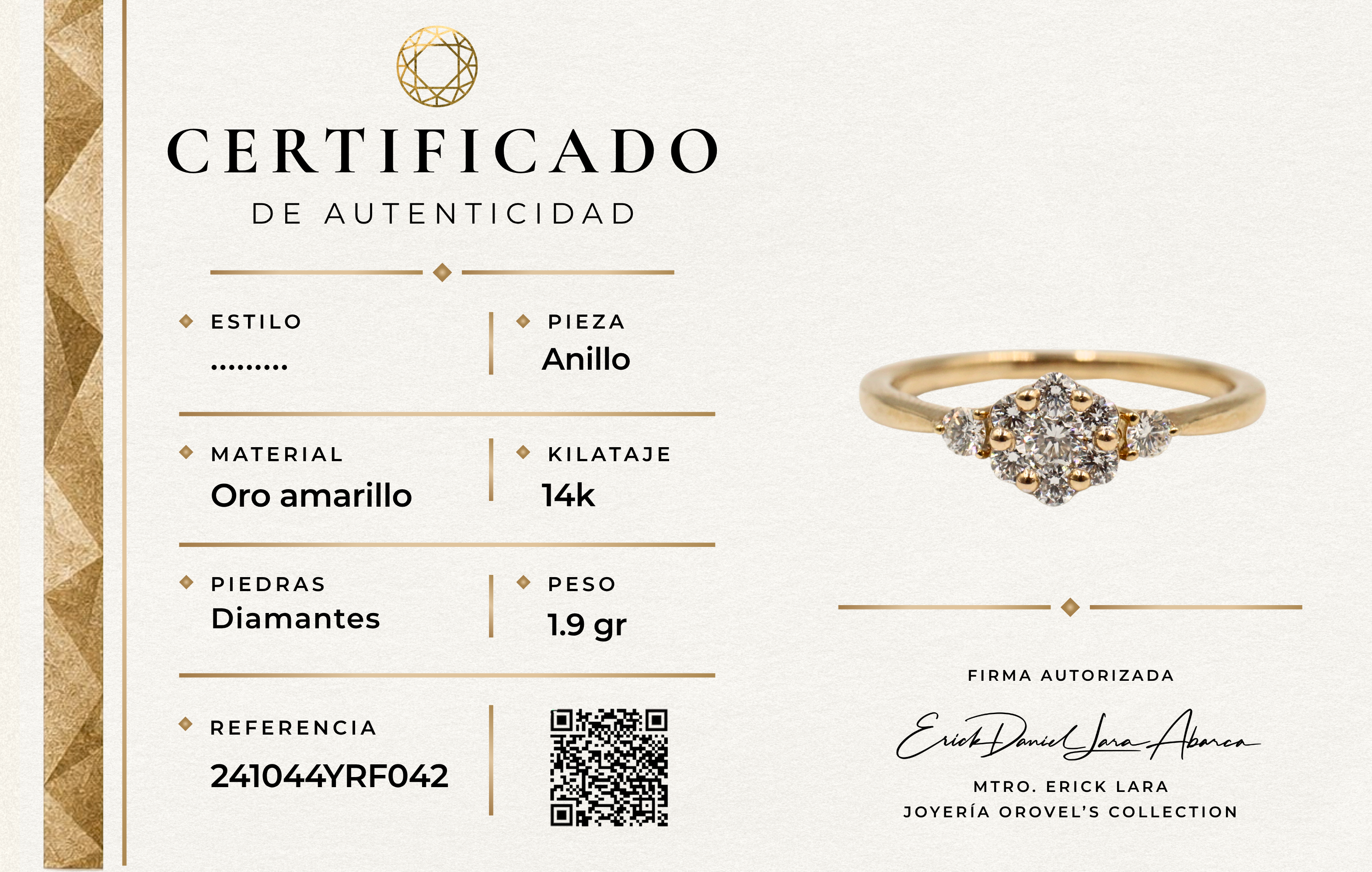 ANILLO DIAMANTES ORO 14K