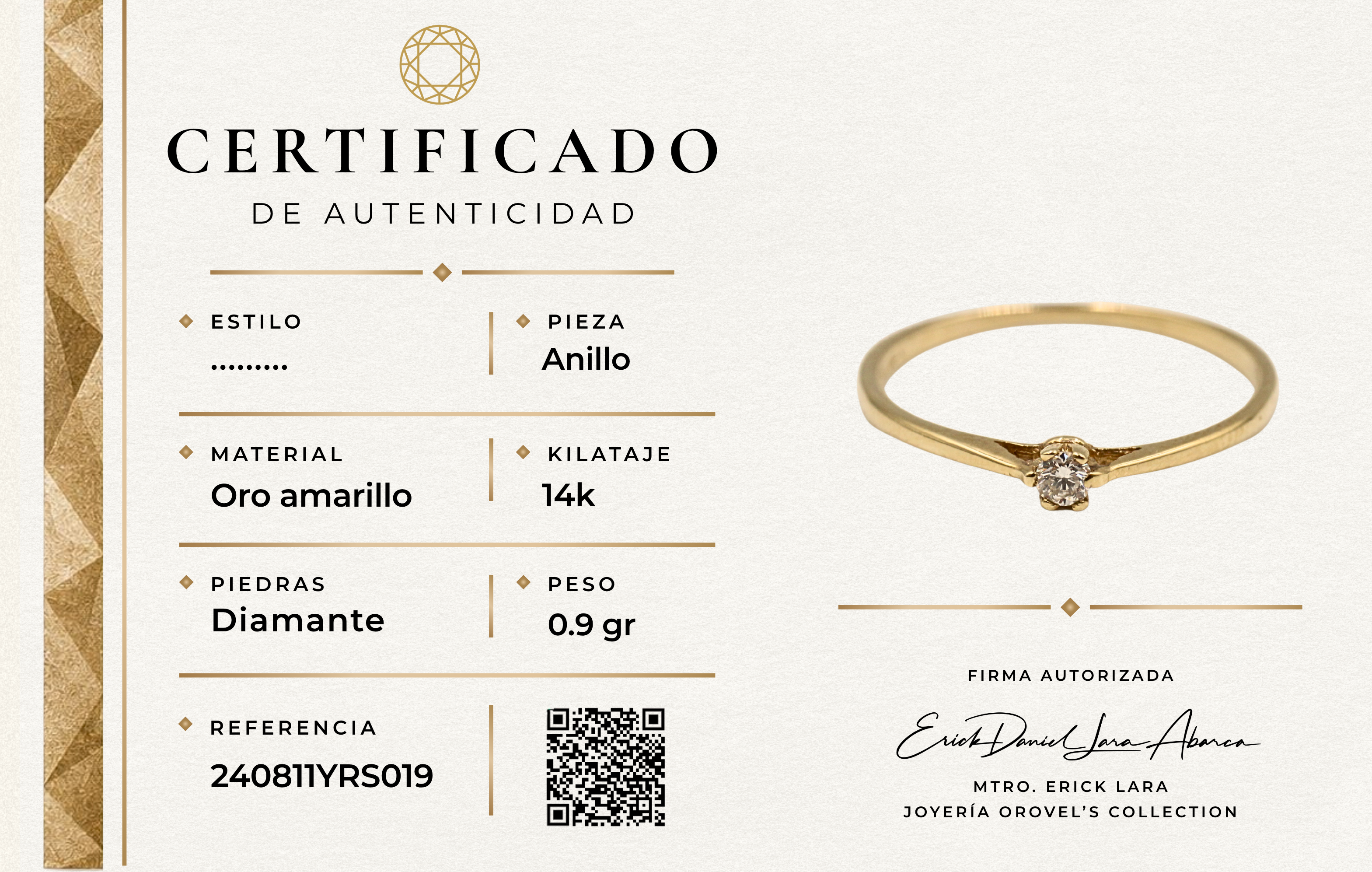 ANILLO DIAMANTE ORO 14K