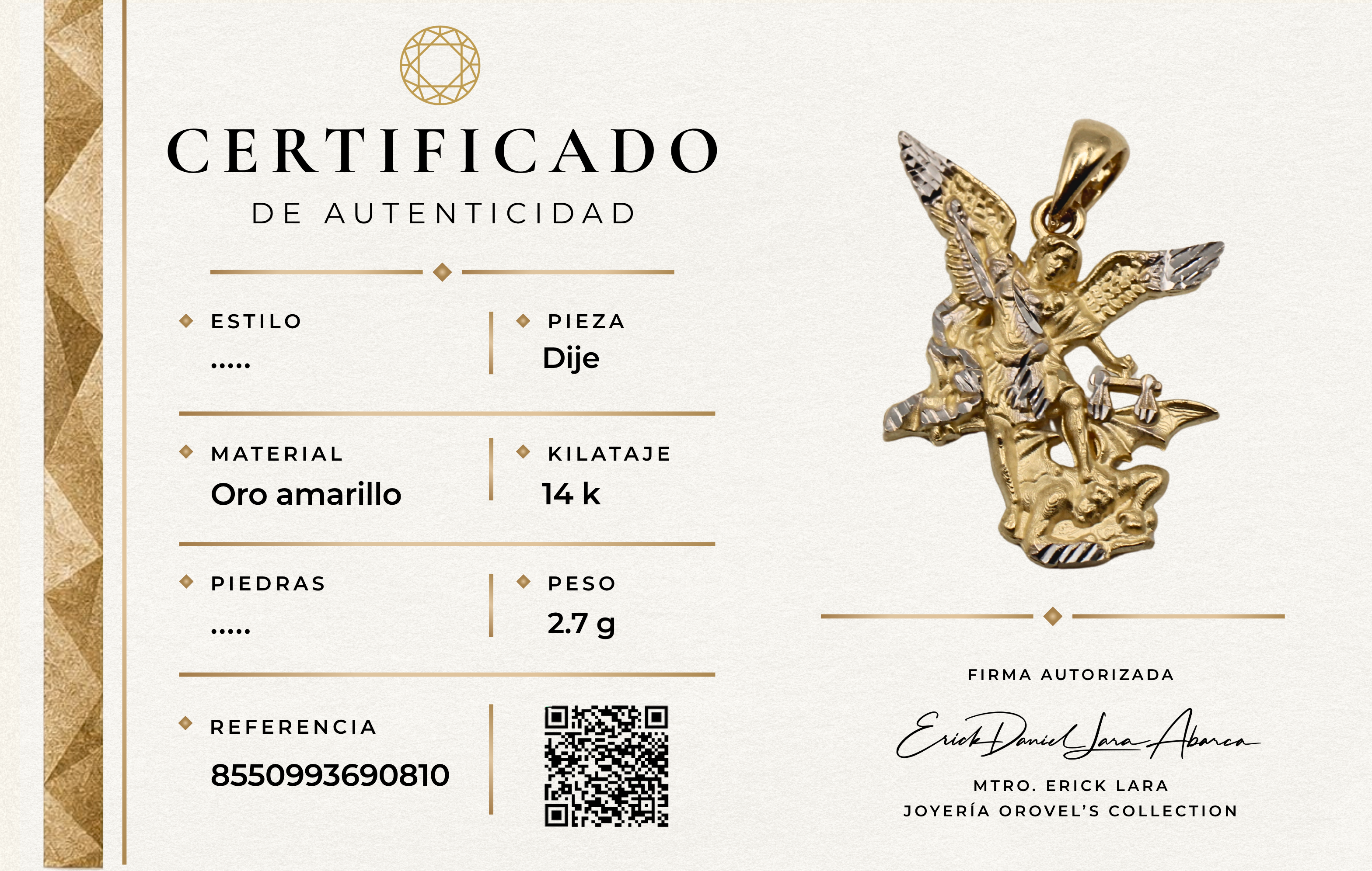DIJE SAN MIGUEL ARCÁNGEL ORO 14K
