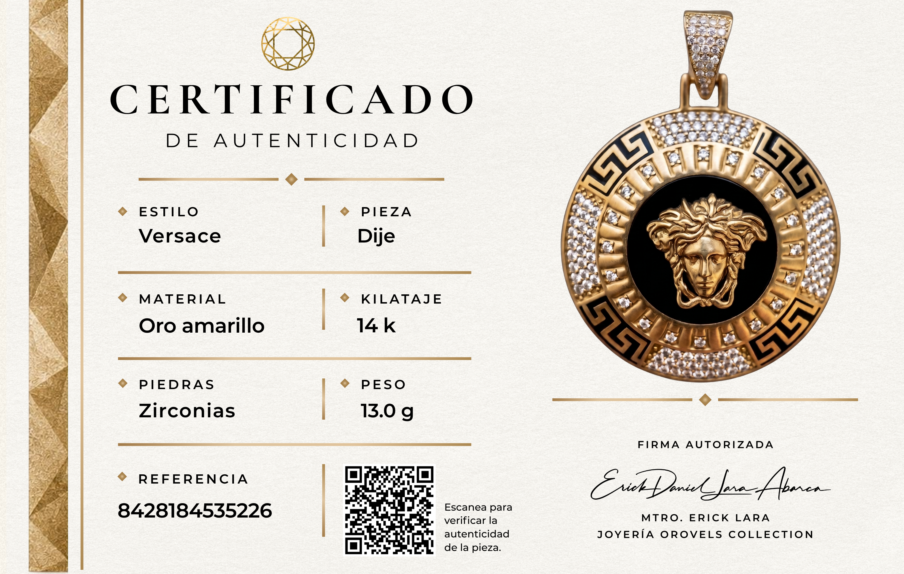 DIJE DISEÑADOR ORO 14K