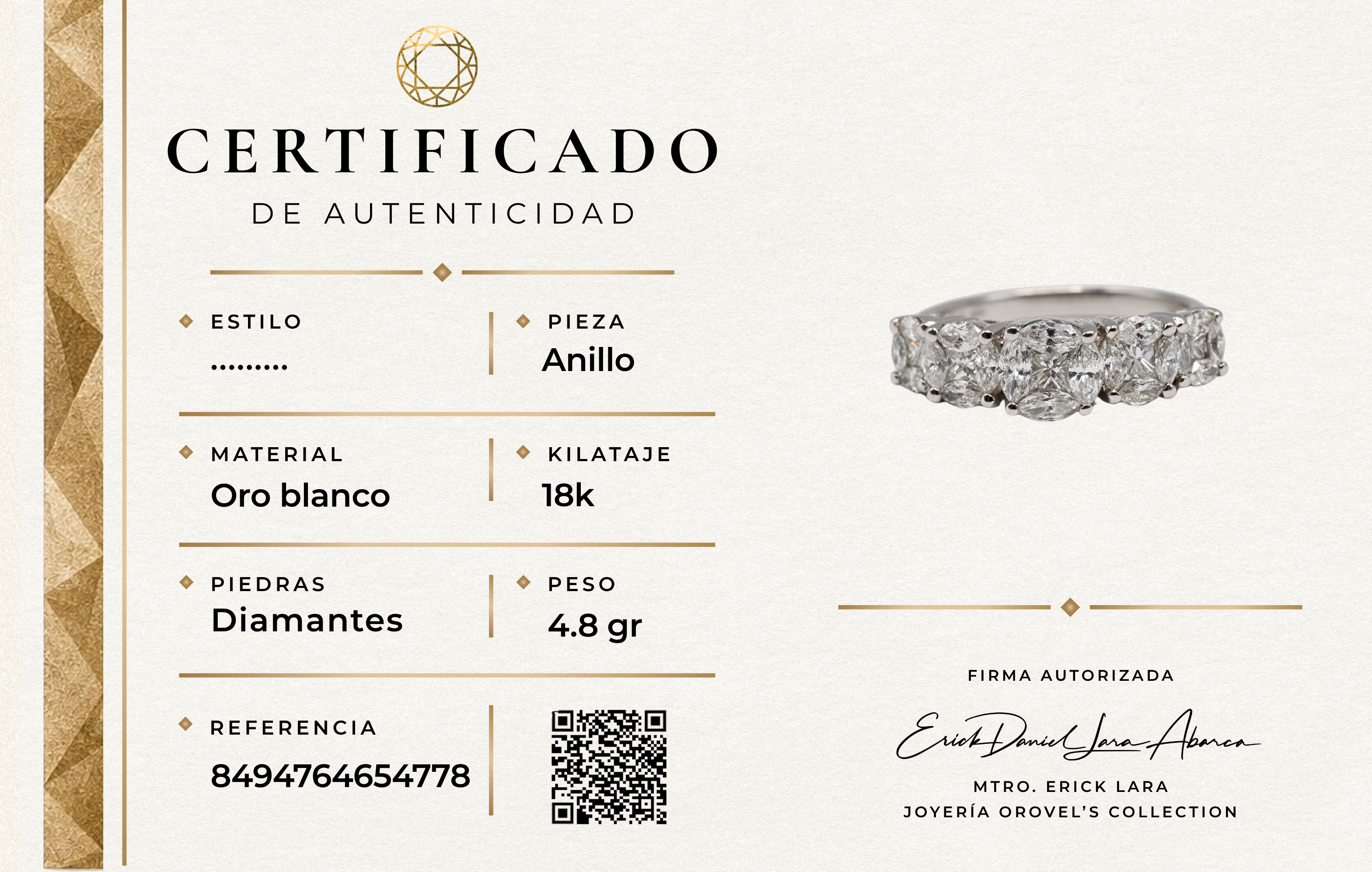 ANILLO DIAMANTES ORO BLANCO 18K