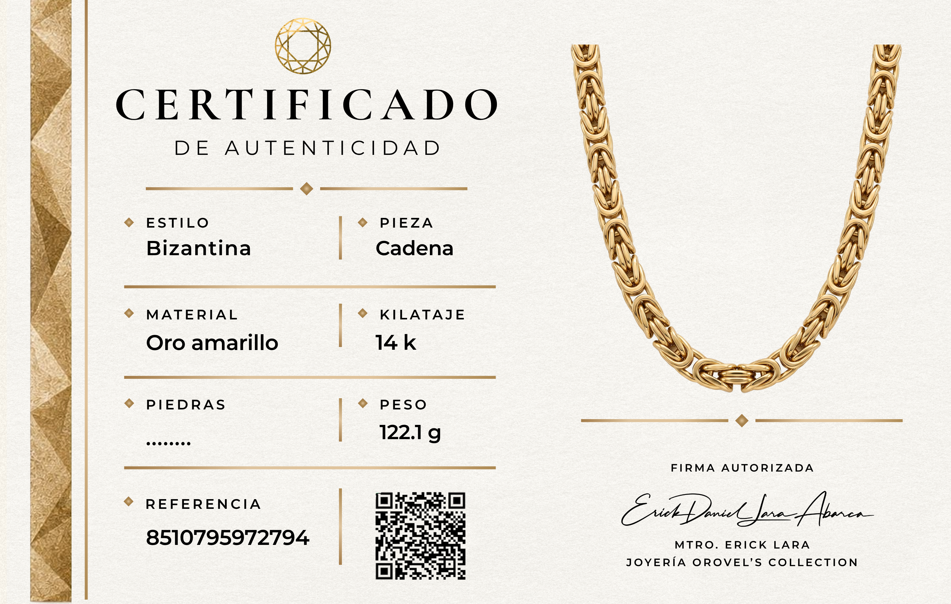 CADENA BIZANTINA ORO 14K