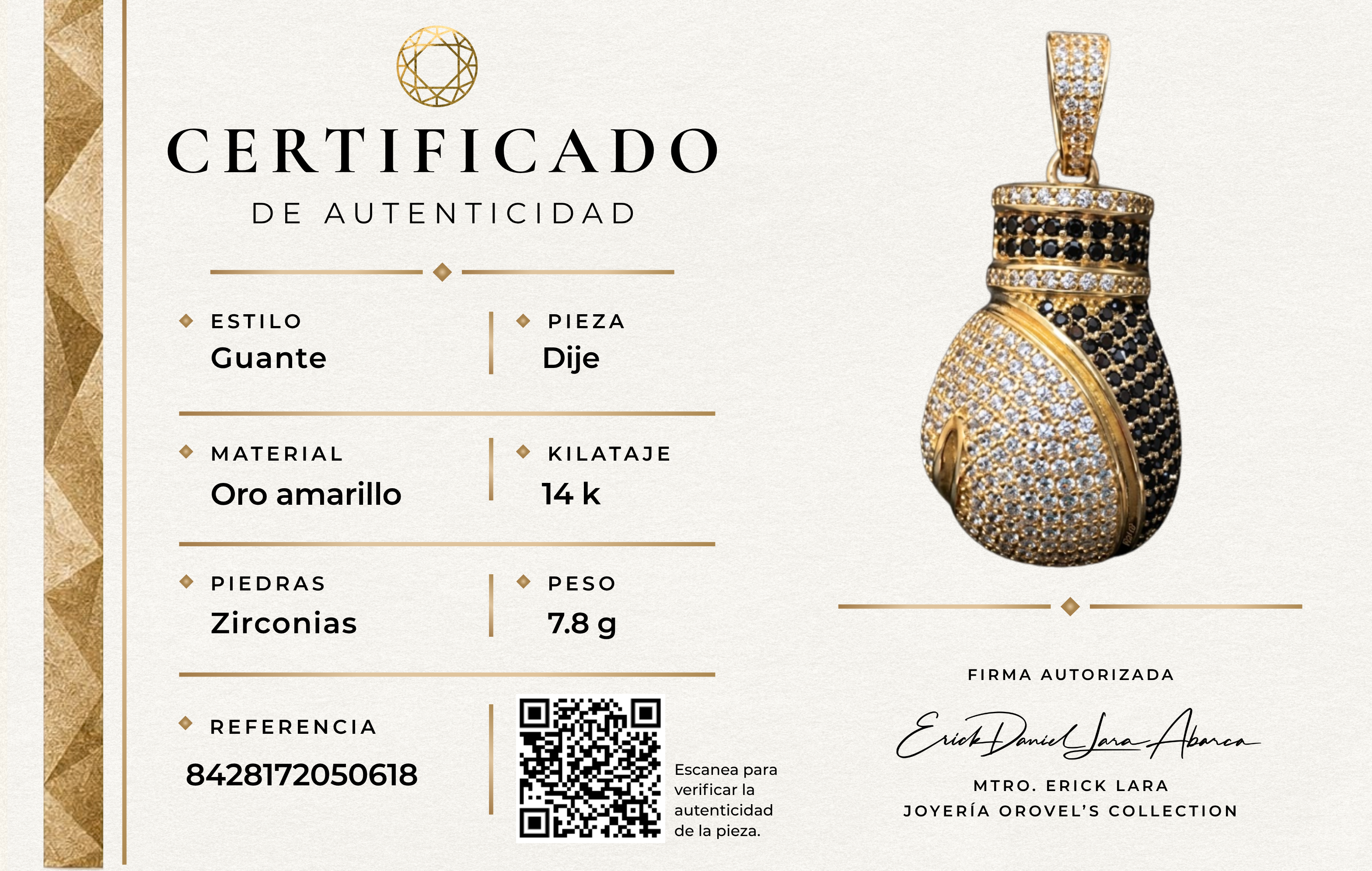 DIJE GUANTE ORO 14K