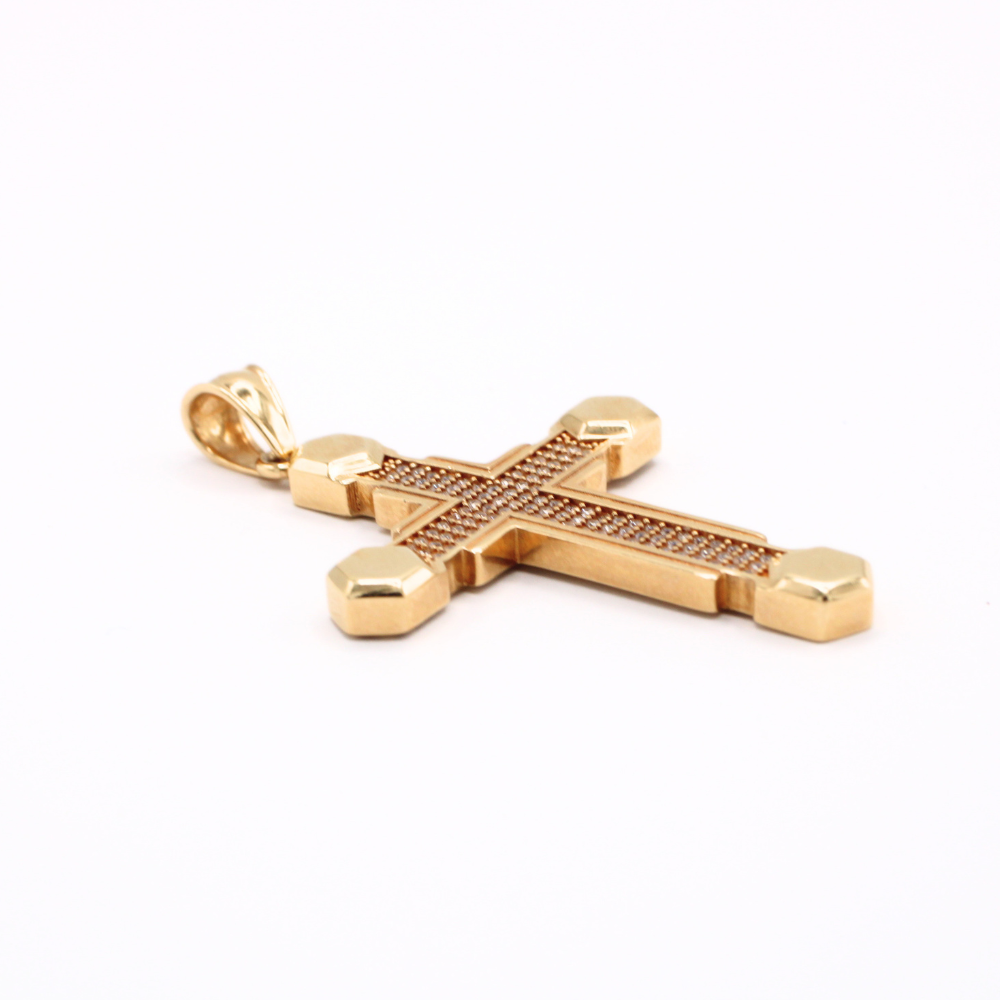 DIJE CRUZ CON ZIRCONIAS ORO 14K
