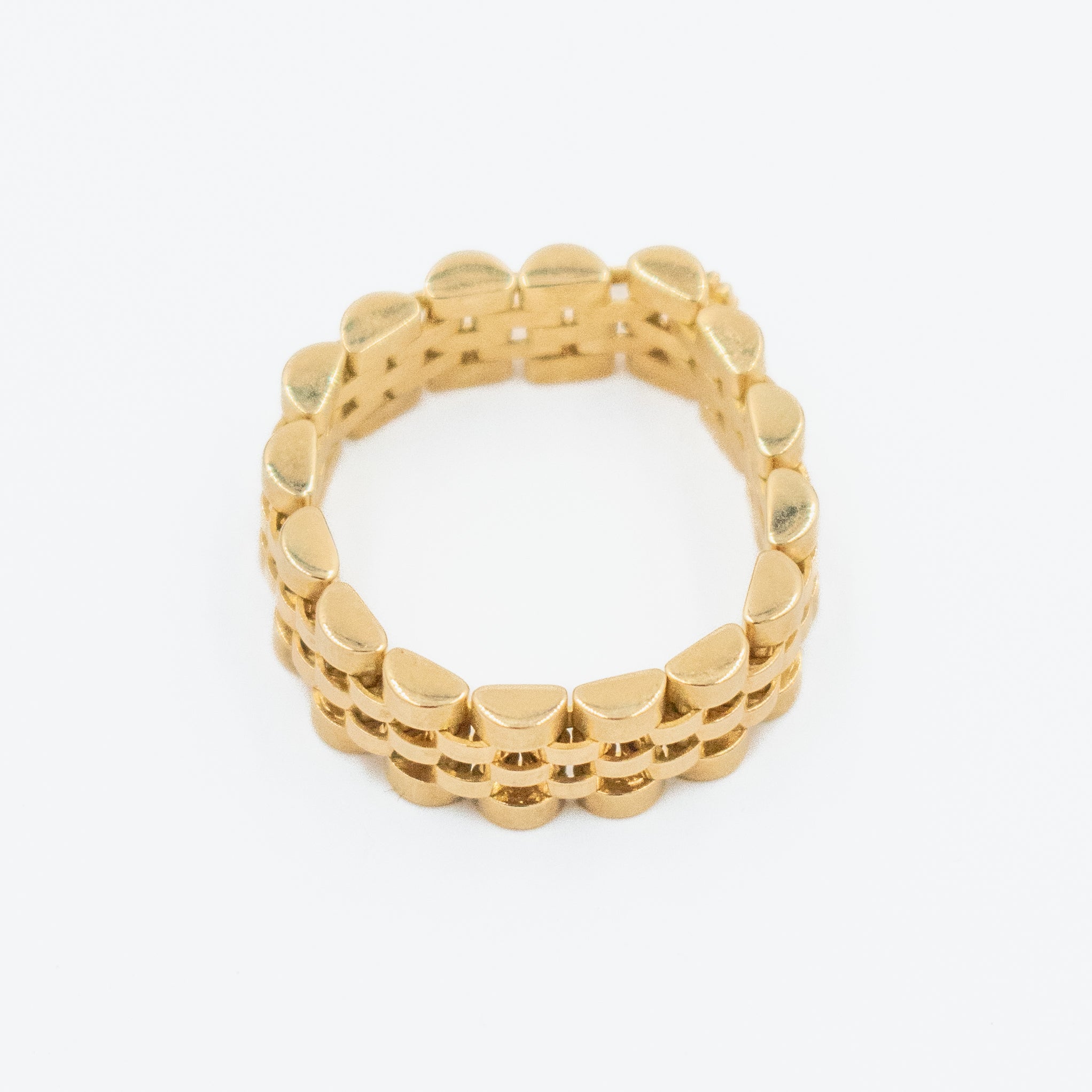 ANILLO DE ESLABON FLEXIBLE MARCA DE DISEÑADOR ORO 14K