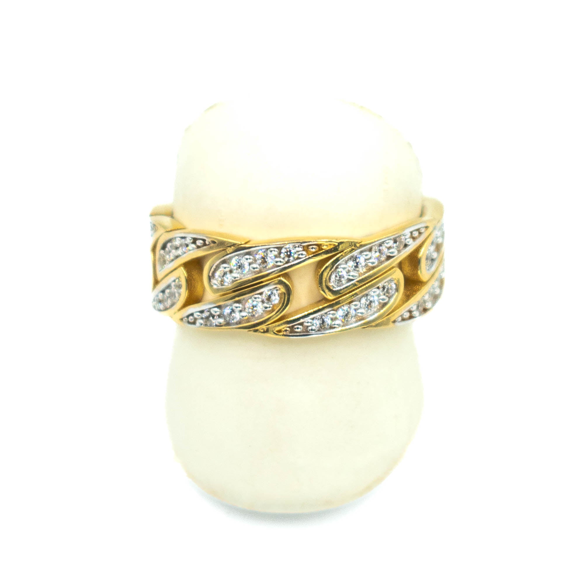 ANILLO ESLABON CON PIEDRAS ZIRCONIAS ORO 14K