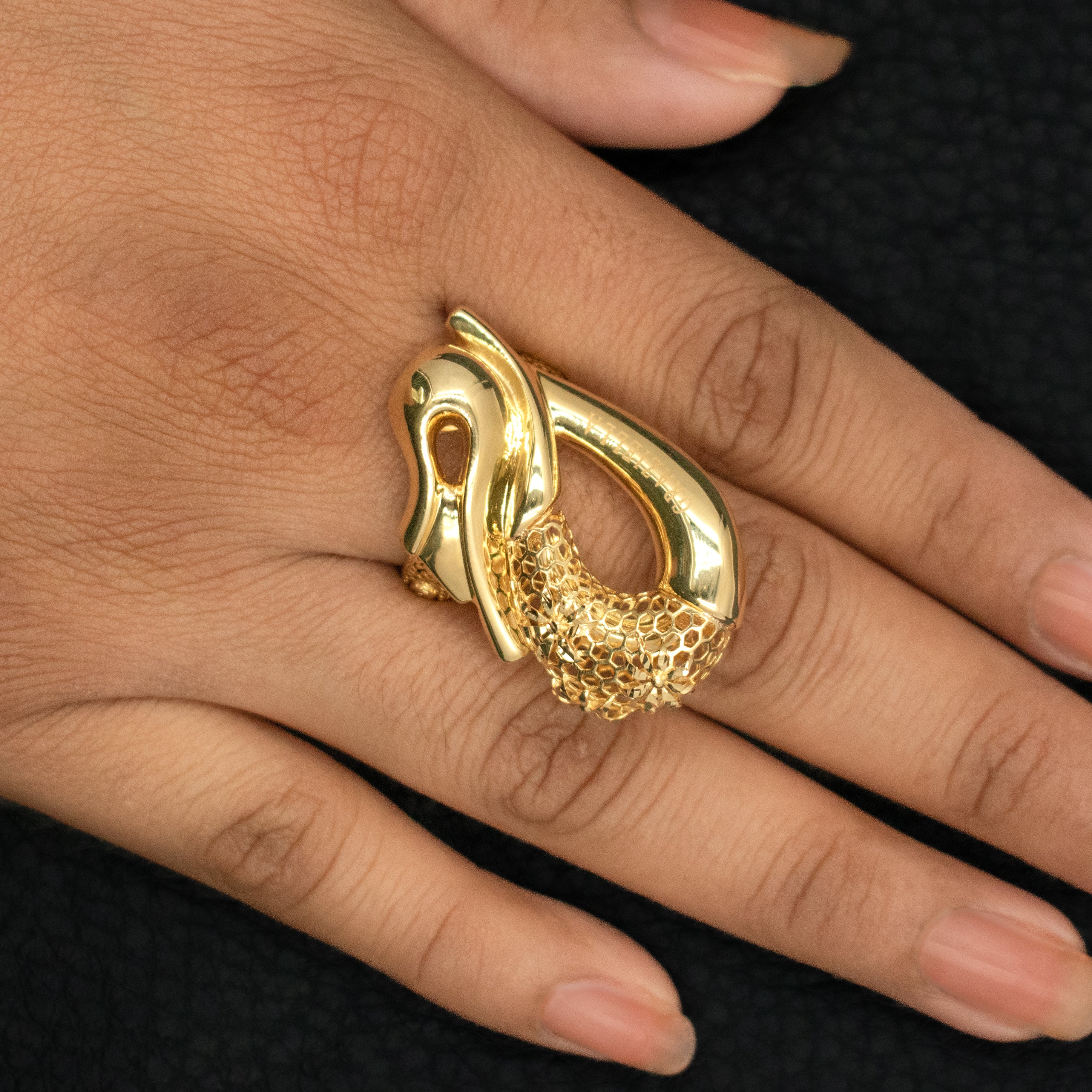 ANILLO HUECO DE MARCA DE DISEÑADOR ORO 14K