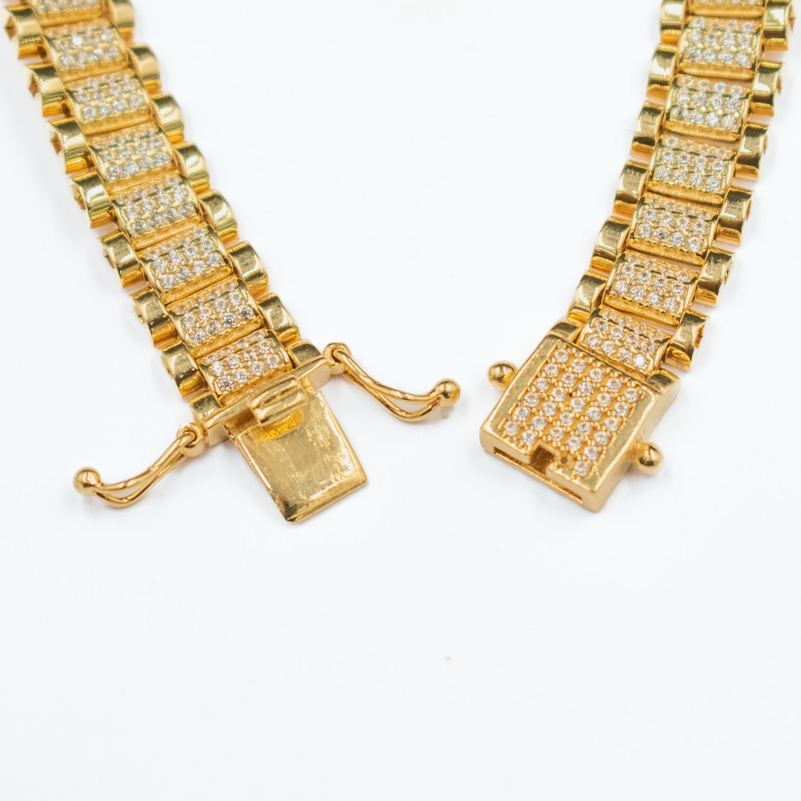 PULSERA AMARILLA CON PIEDAS ZIRCONIAS MARCA DE DISEÑADOR ORO 14K