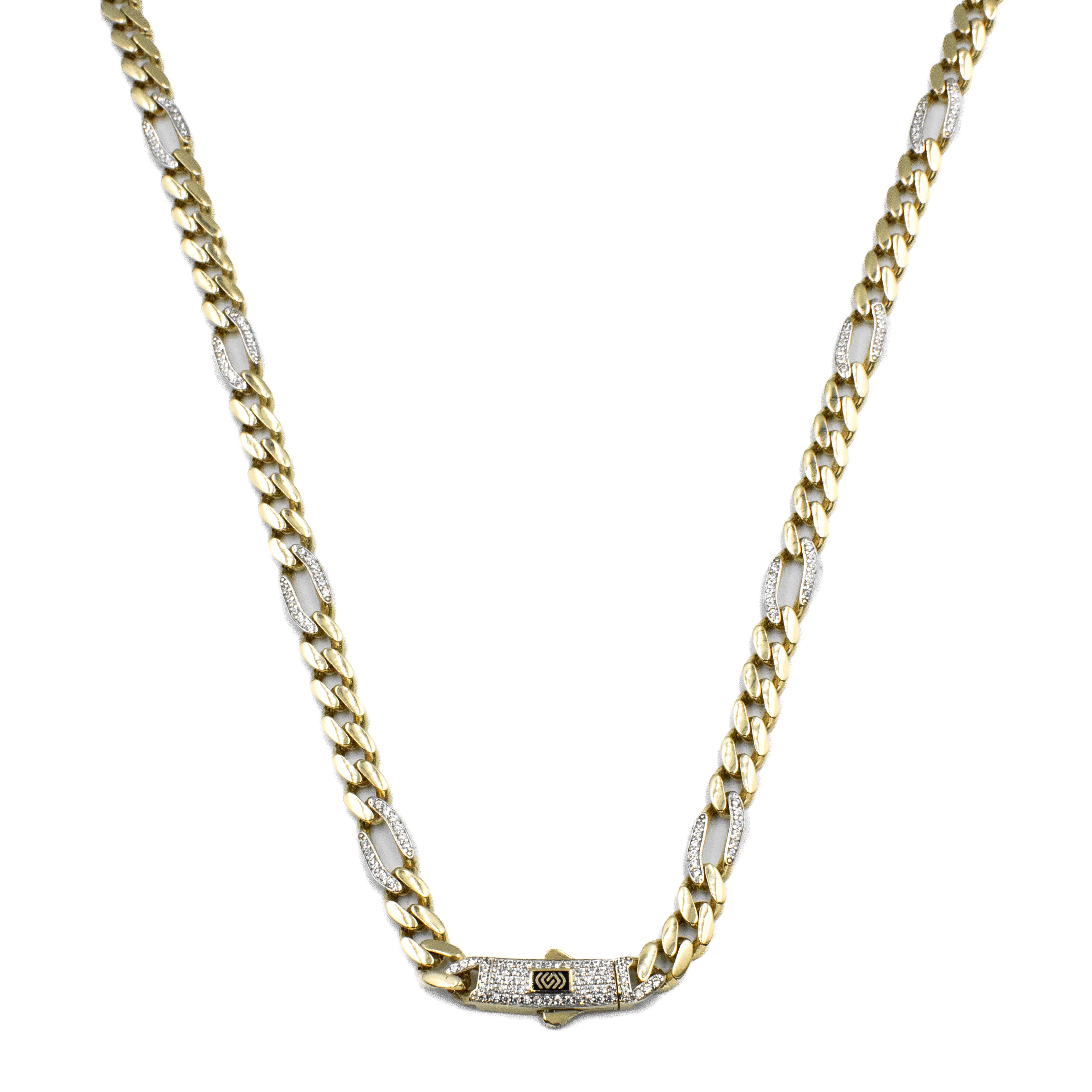 CADENA 5x1CON PIEDRAS ZIRCONIAS ORO 14K