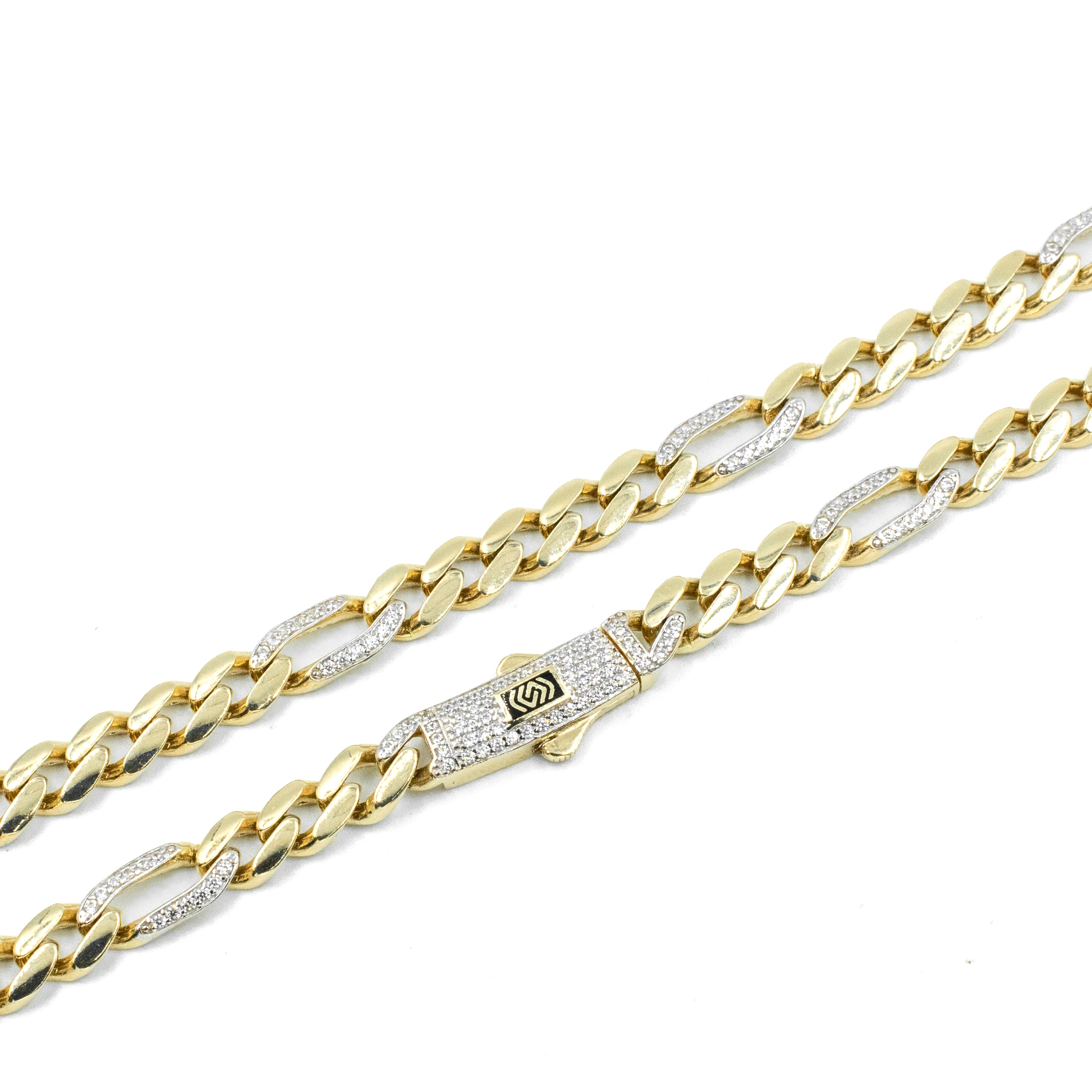 CADENA 5x1CON PIEDRAS ZIRCONIAS ORO 14K