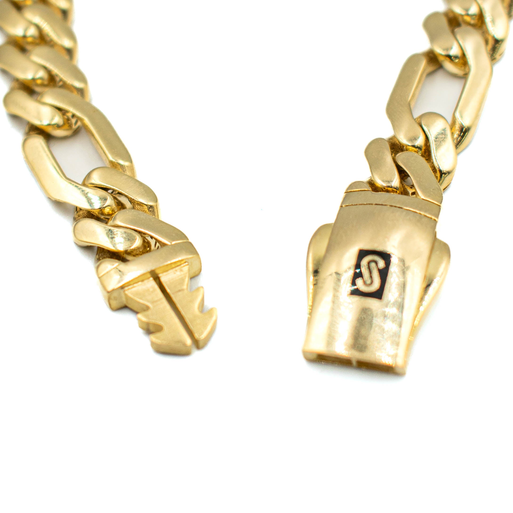 PULSERA HUECA ESTILO FIGARO ORO 14K