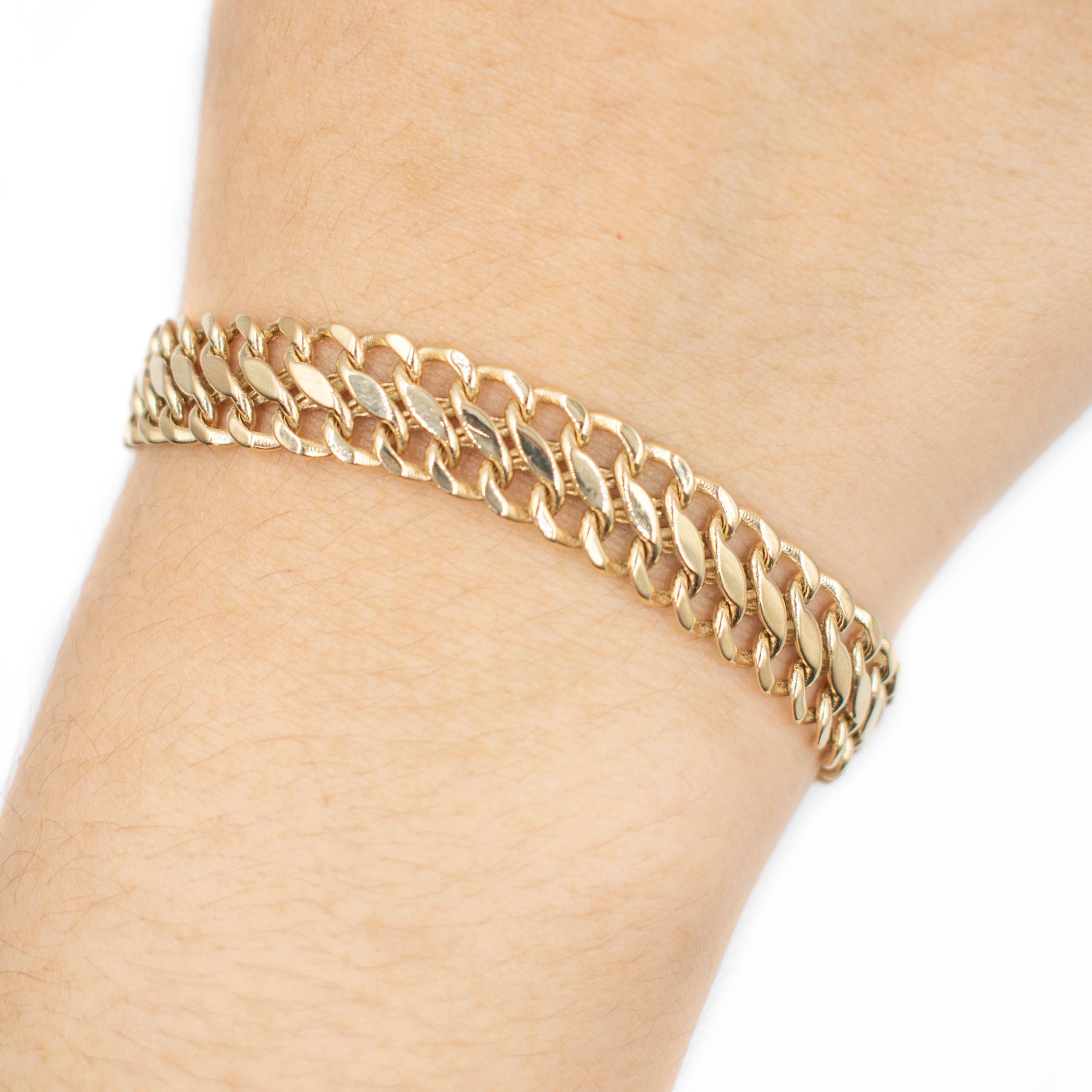 PULSERA DOBLE ESLABON ORO 14K