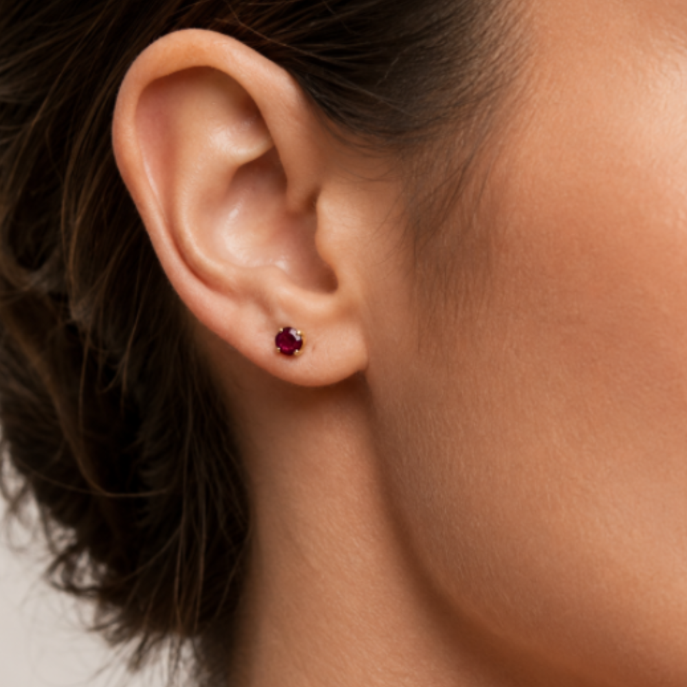 BROQUEL RUBÍ ORO 14K