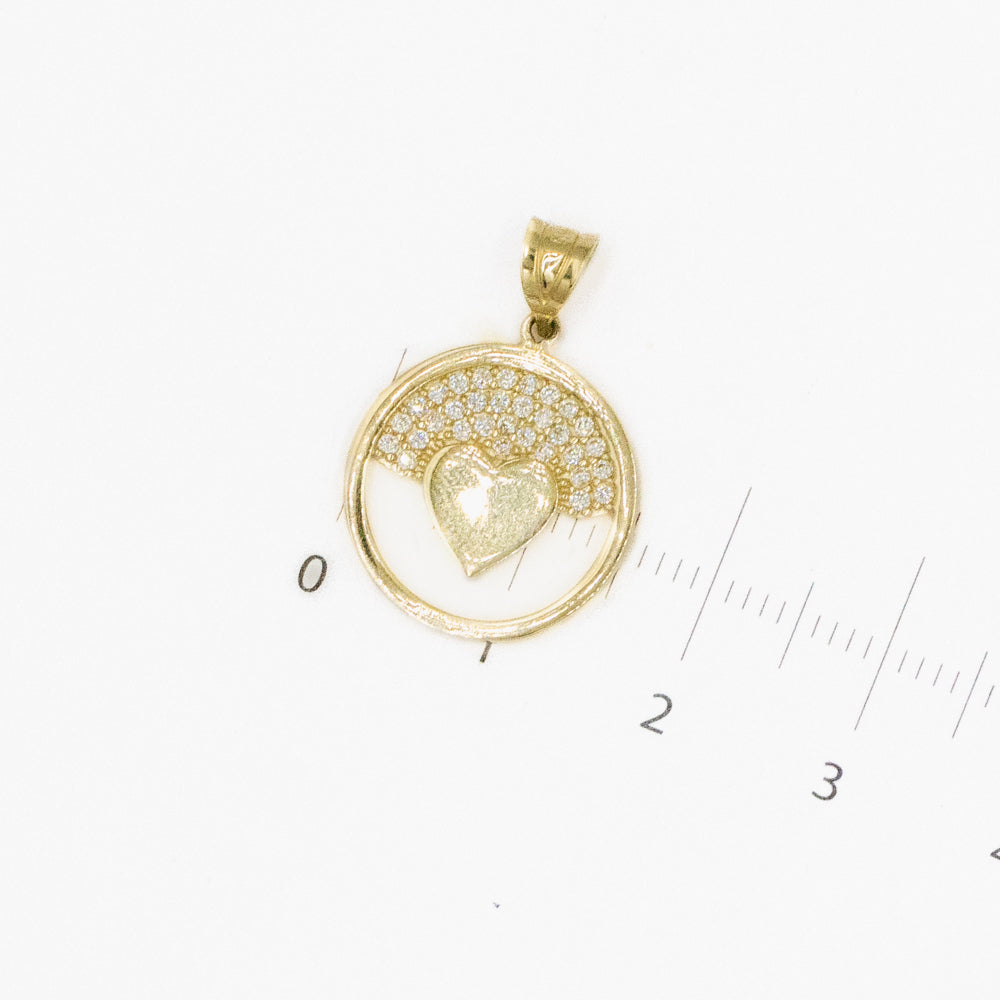 DIJE DE CORAZON CON PIEDRA ZIRCONIA ORO 14K