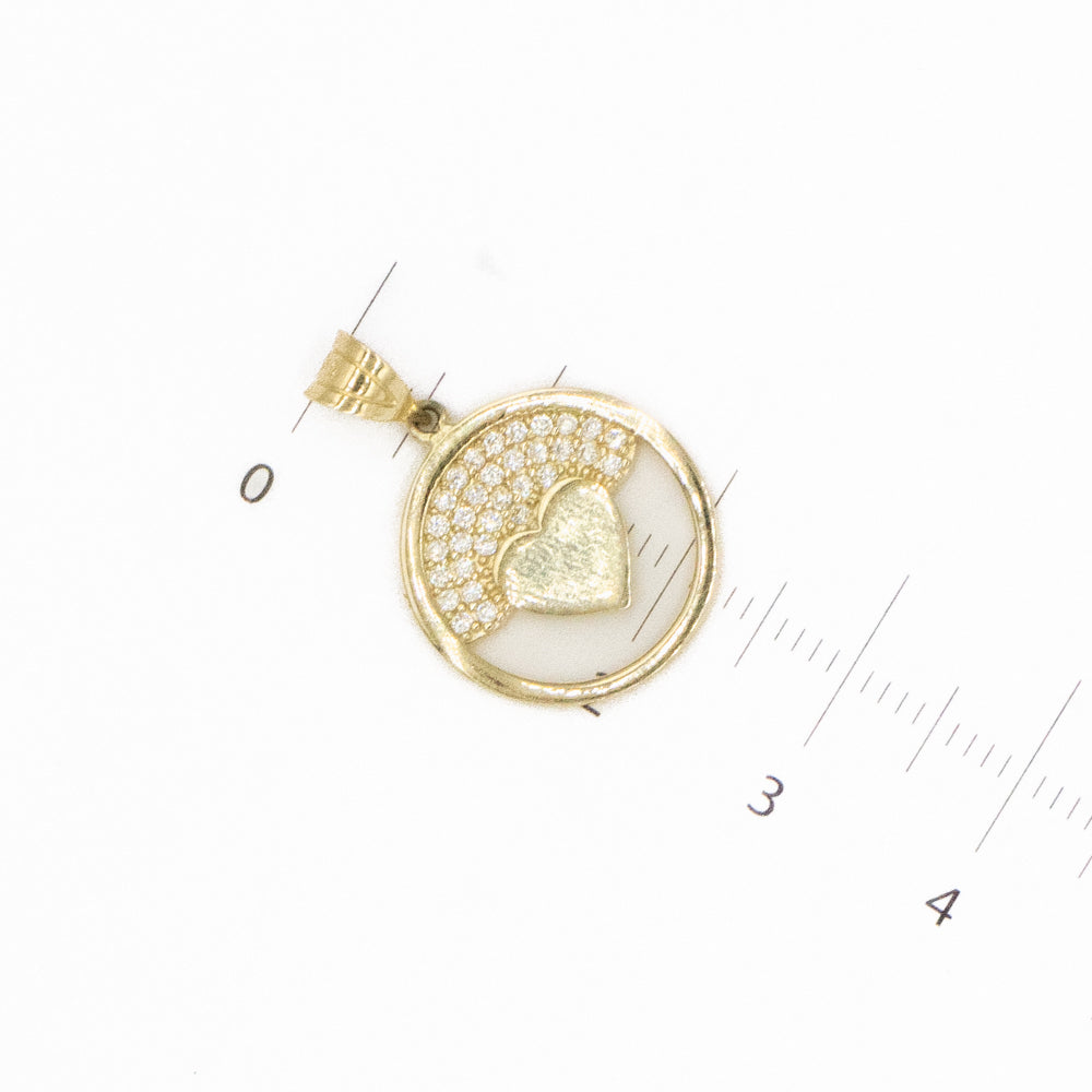 DIJE DE CORAZON CON PIEDRA ZIRCONIA ORO 14K