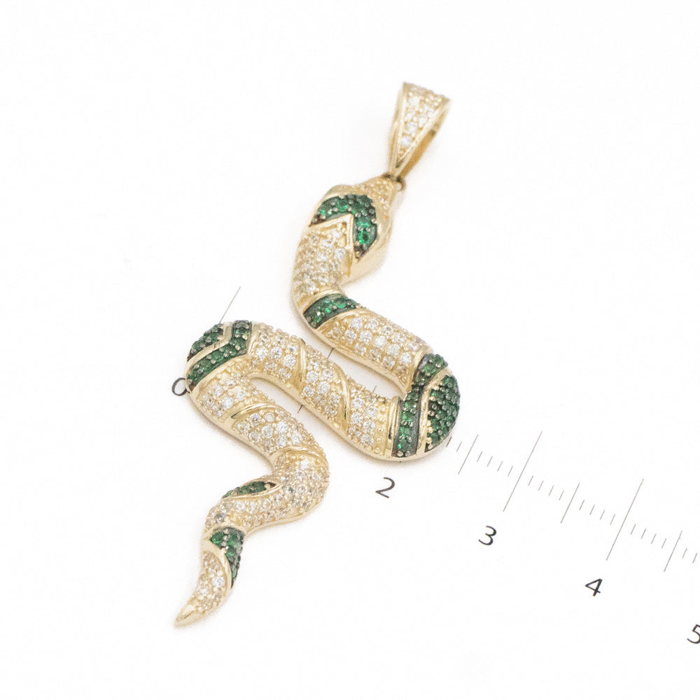 DIJE DE SERPIENTE HUECO CON PIEDRA ZIRCONIA ORO 14K