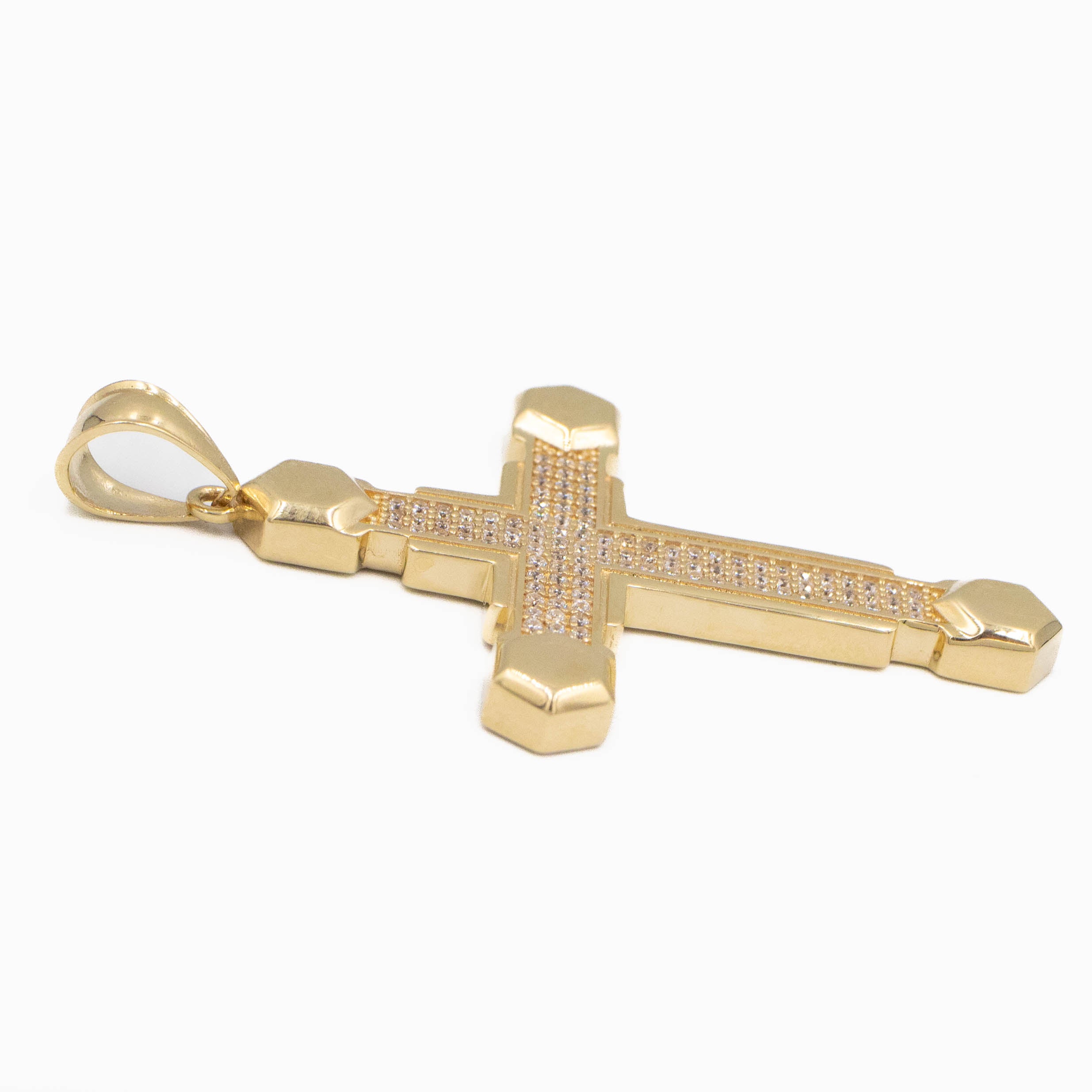 DIJE DE CRUZ CON PIEDRA ZIRCONIA ORO 14K