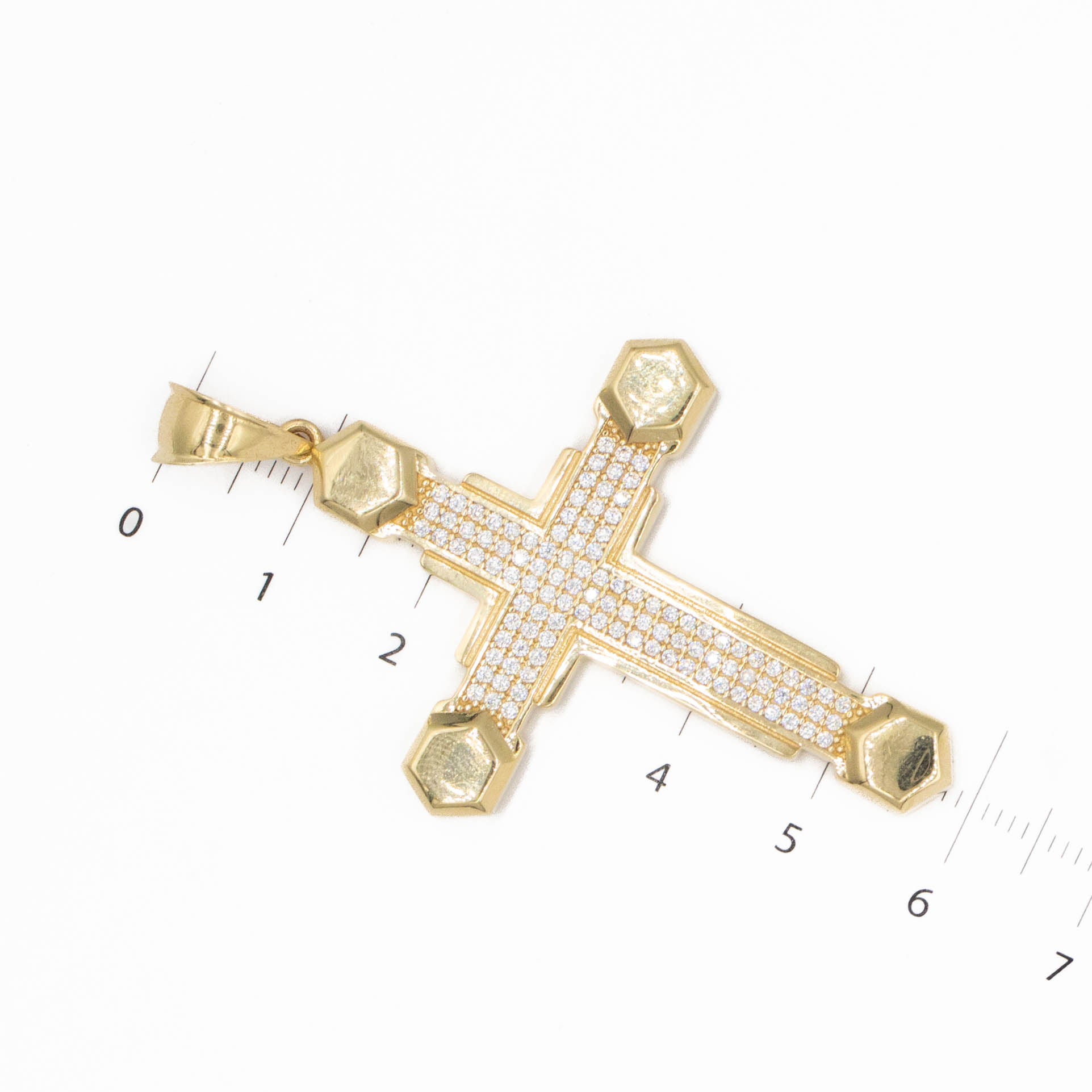 DIJE DE CRUZ CON PIEDRA ZIRCONIA ORO 14K