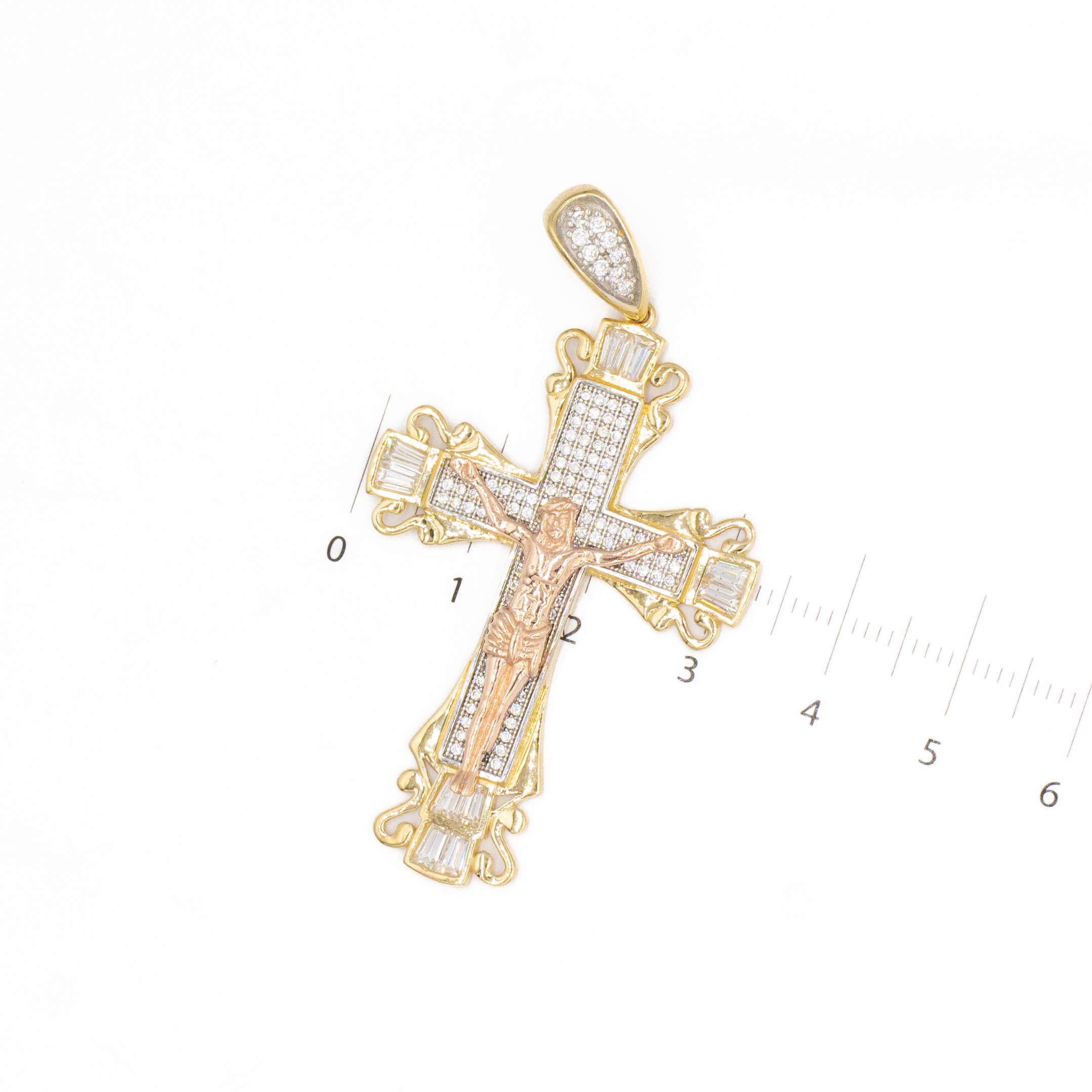 DIJE DE CRUZ CON PIEDRA ZIRCONIA ORO 14K