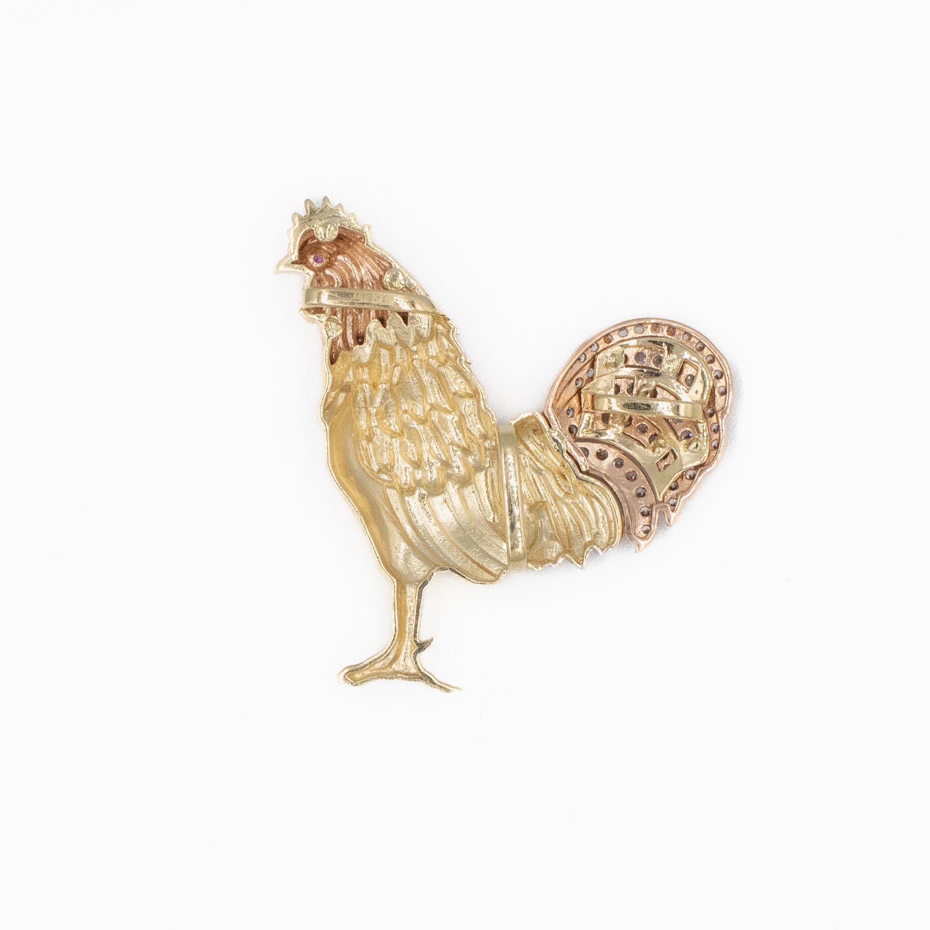 DIJE DE GALLO CON PIEDRA ZIRCONIA ORO 14K