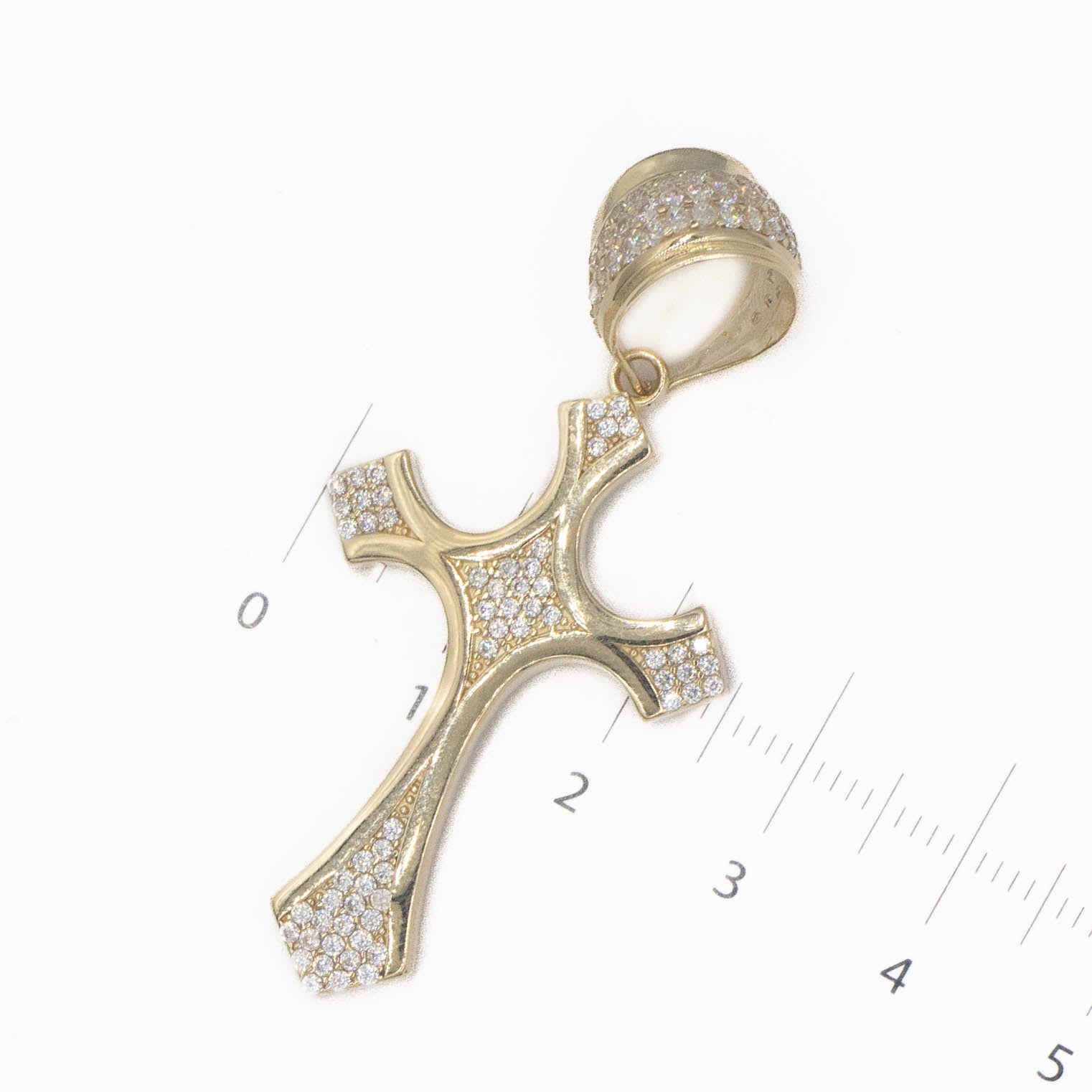 DIJE DE CRUZ CON PIEDRA ZIRCONIA HUECO ORO 14K