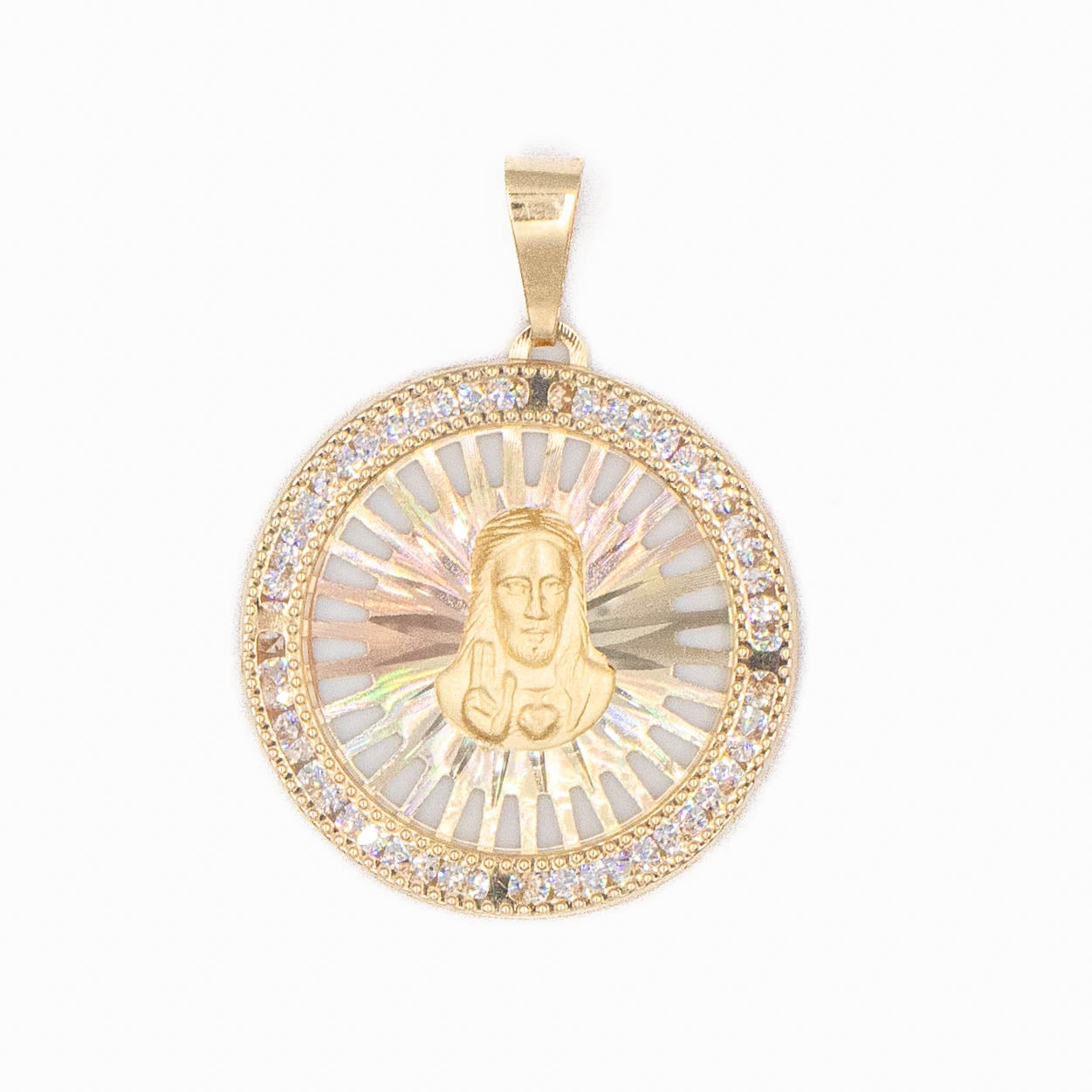 MEDALLA CIRCULAR DELSAGRADO CORAZÓN HUECO ORO 14K
