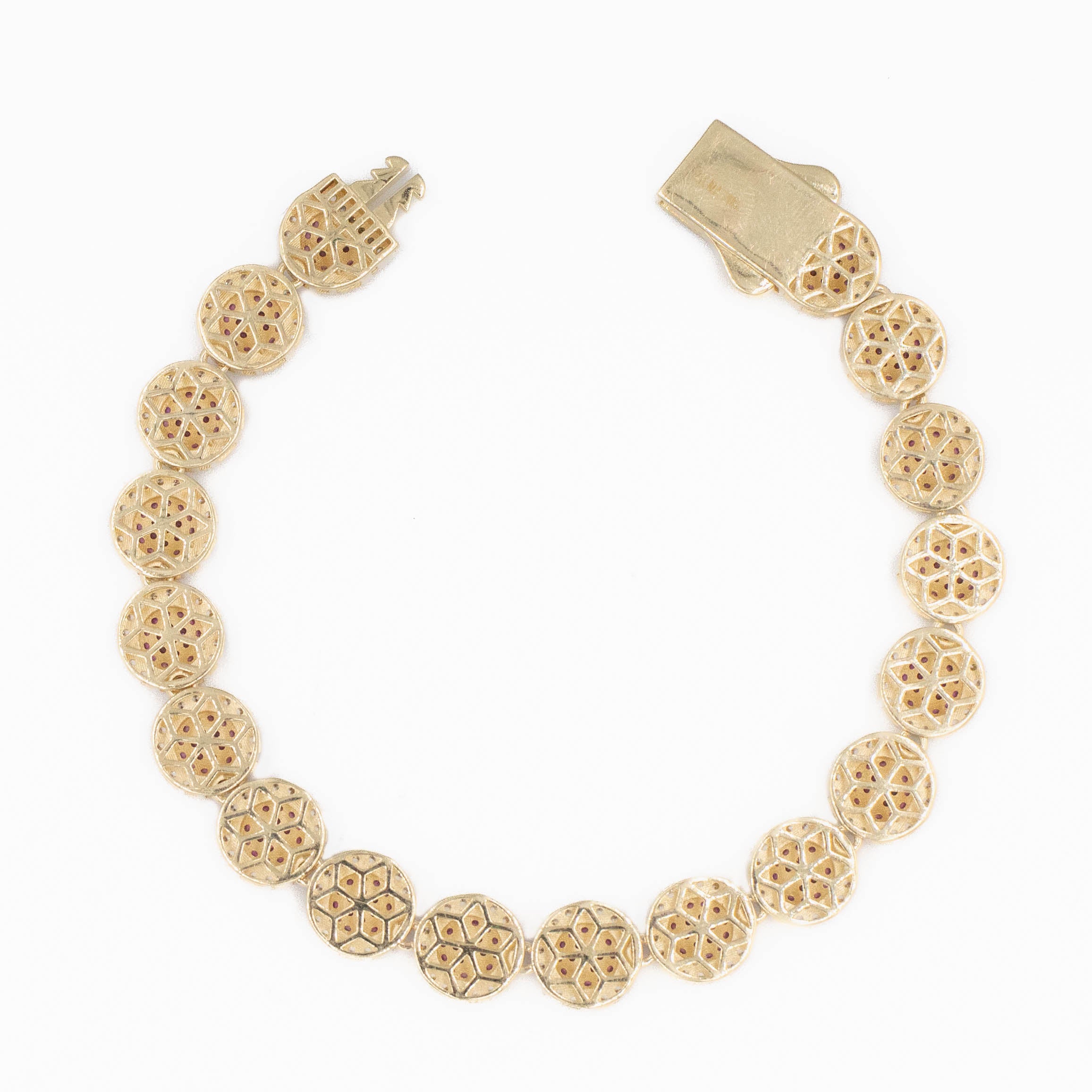 PULSO CON PIEDRAS ZIRCONIAS MORADAS ORO 14K