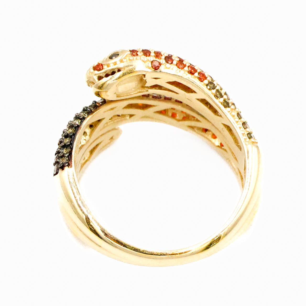 ANILLO DE VIBORA CON PIEDRA ZIRCONIA ORO 14K