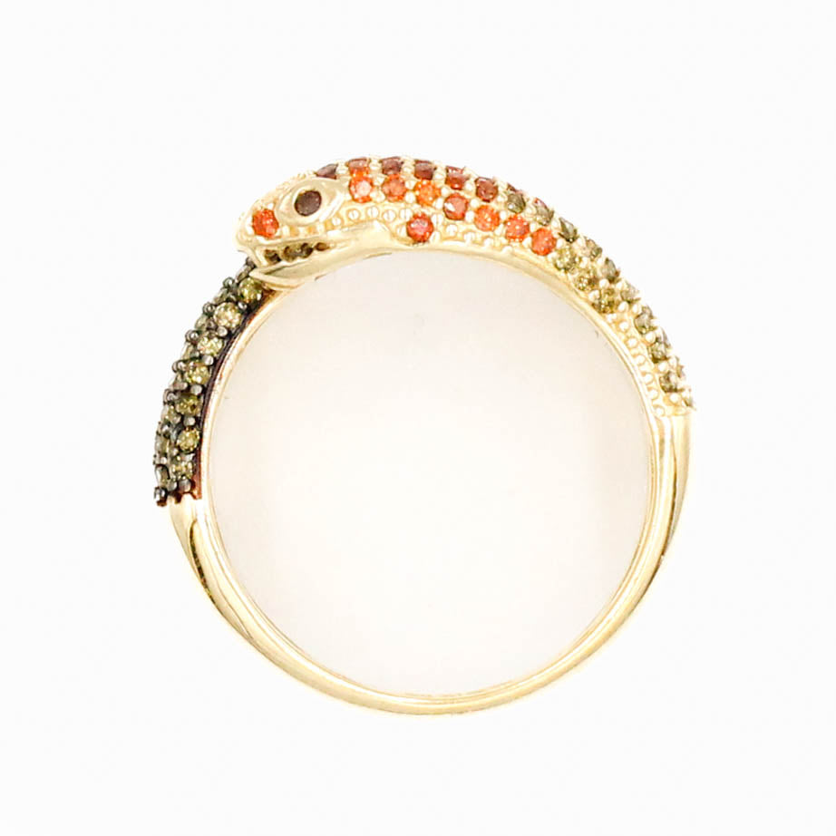 ANILLO DE VIBORA CON PIEDRA ZIRCONIA ORO 14K
